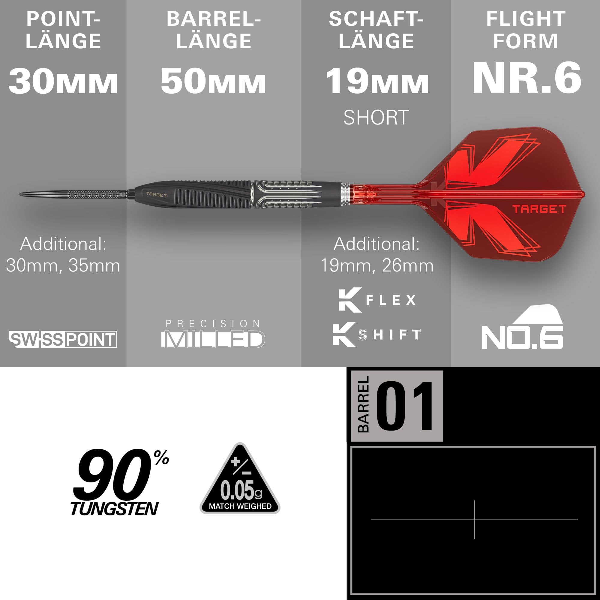 Target Shift Swiss Point stalen dartpijlen 