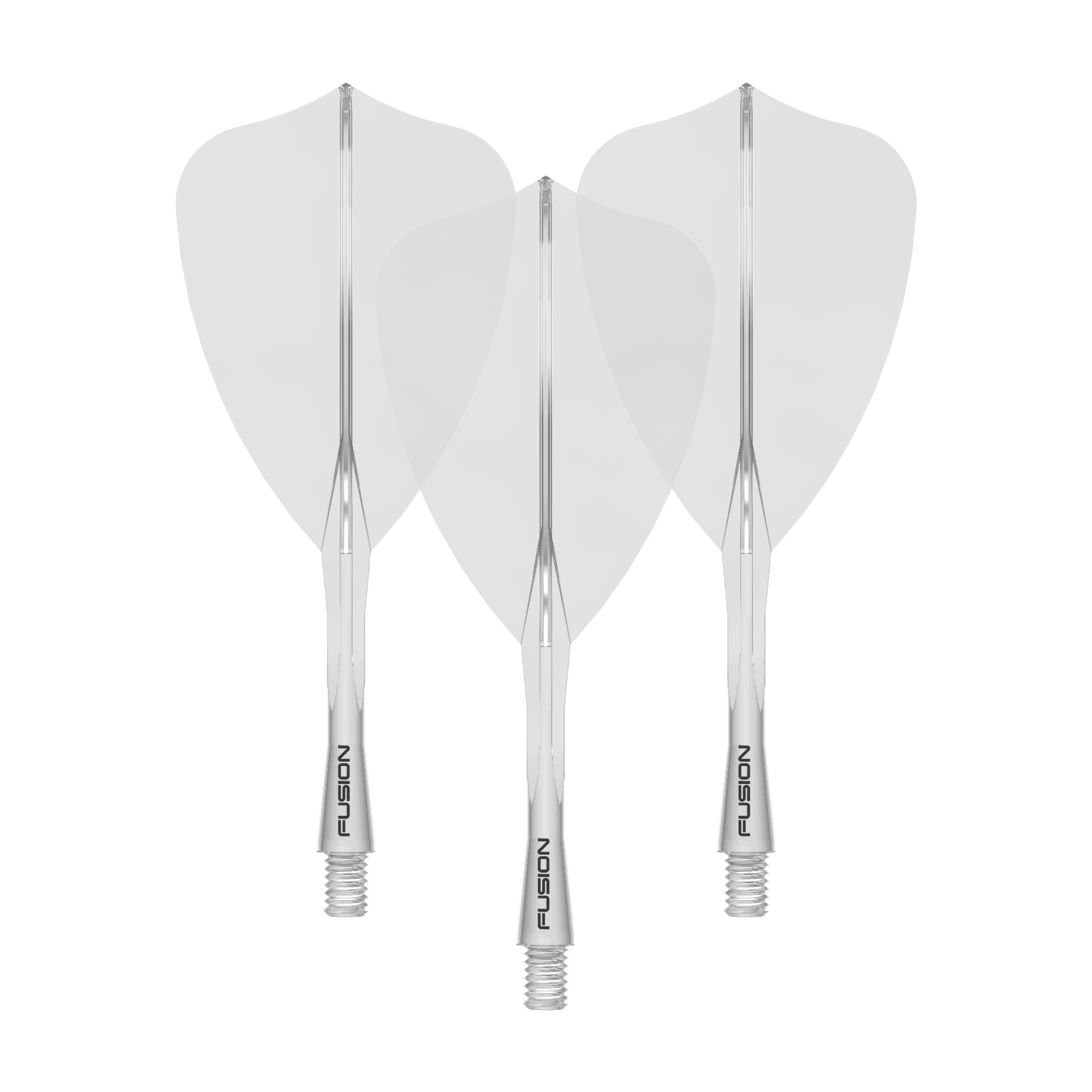 Winmau Fusion Flight Shaft System pijl transparant Ein Bild zeigt einen Flight Shaft, vermutlich für Darts. Das Produkt wird durch den Dateinamen als 'Winmau Fusion Flight Shaft System Arrow Clear 28mm 1Set' beschrieben.