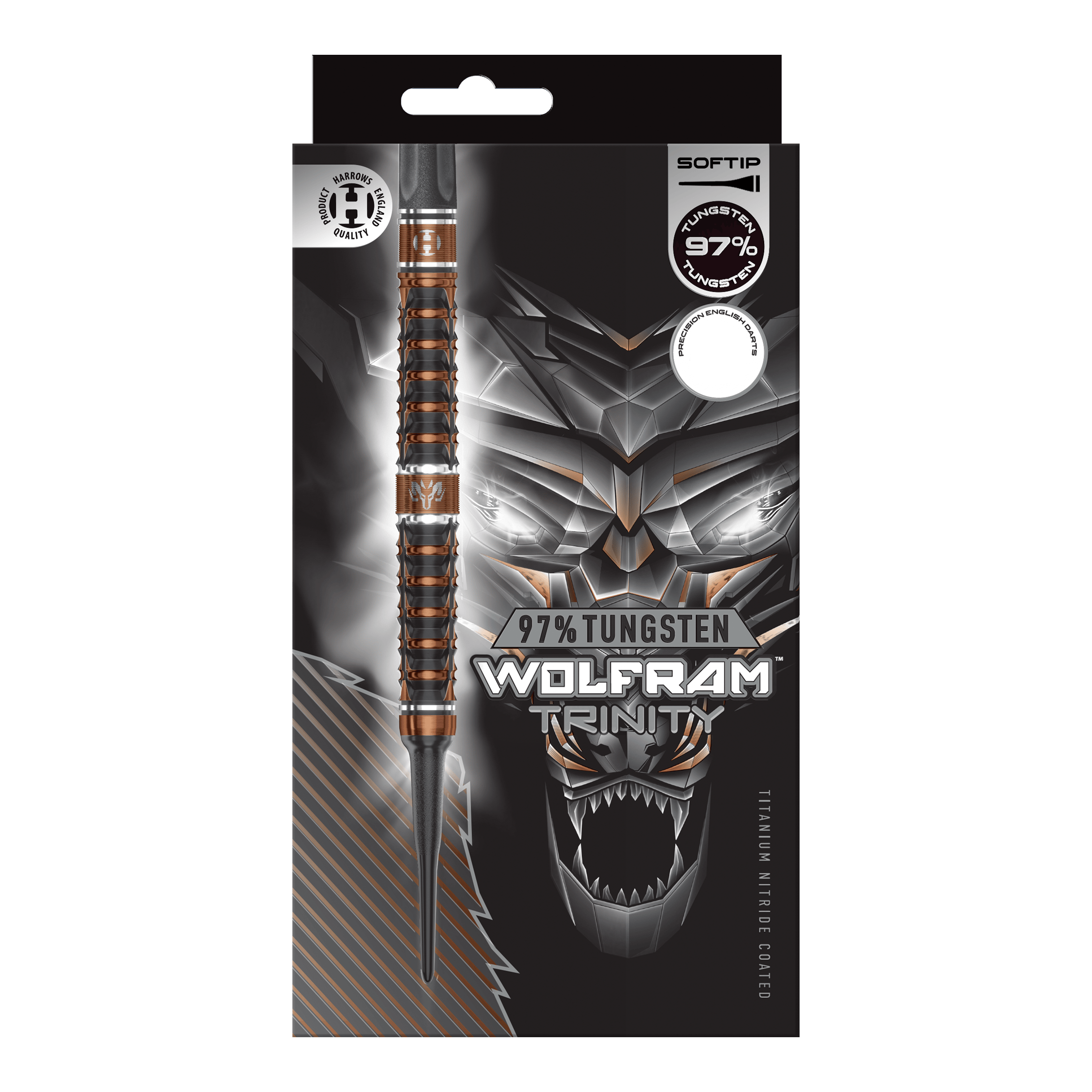 Harrows Tungsten Trinity softdarts Harrows Wolfram Trinity Softdarts werden auf dem Bild gezeigt. Es handelt sich um spezielle Softdarts für Dartspieler.