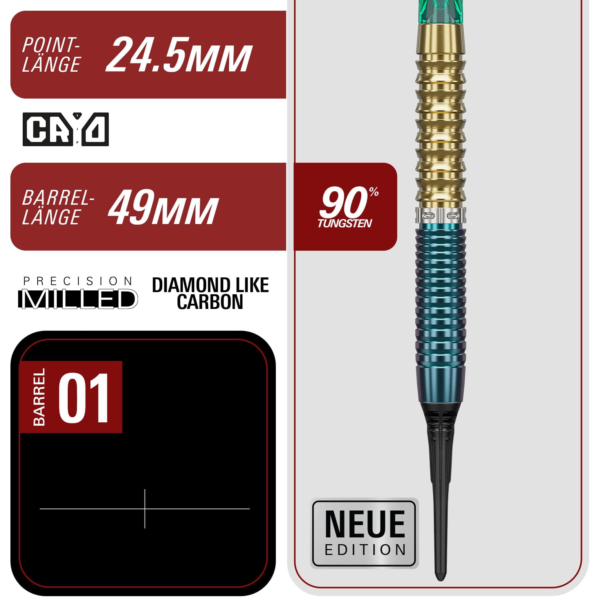 Abgebildet sind die Target Japan Prime Series Zenith GEN 2.5 Softdarts mit 20g Gewicht. Die Darts haben ein modernes Design und eignen sich für fortgeschrittene Spieler.