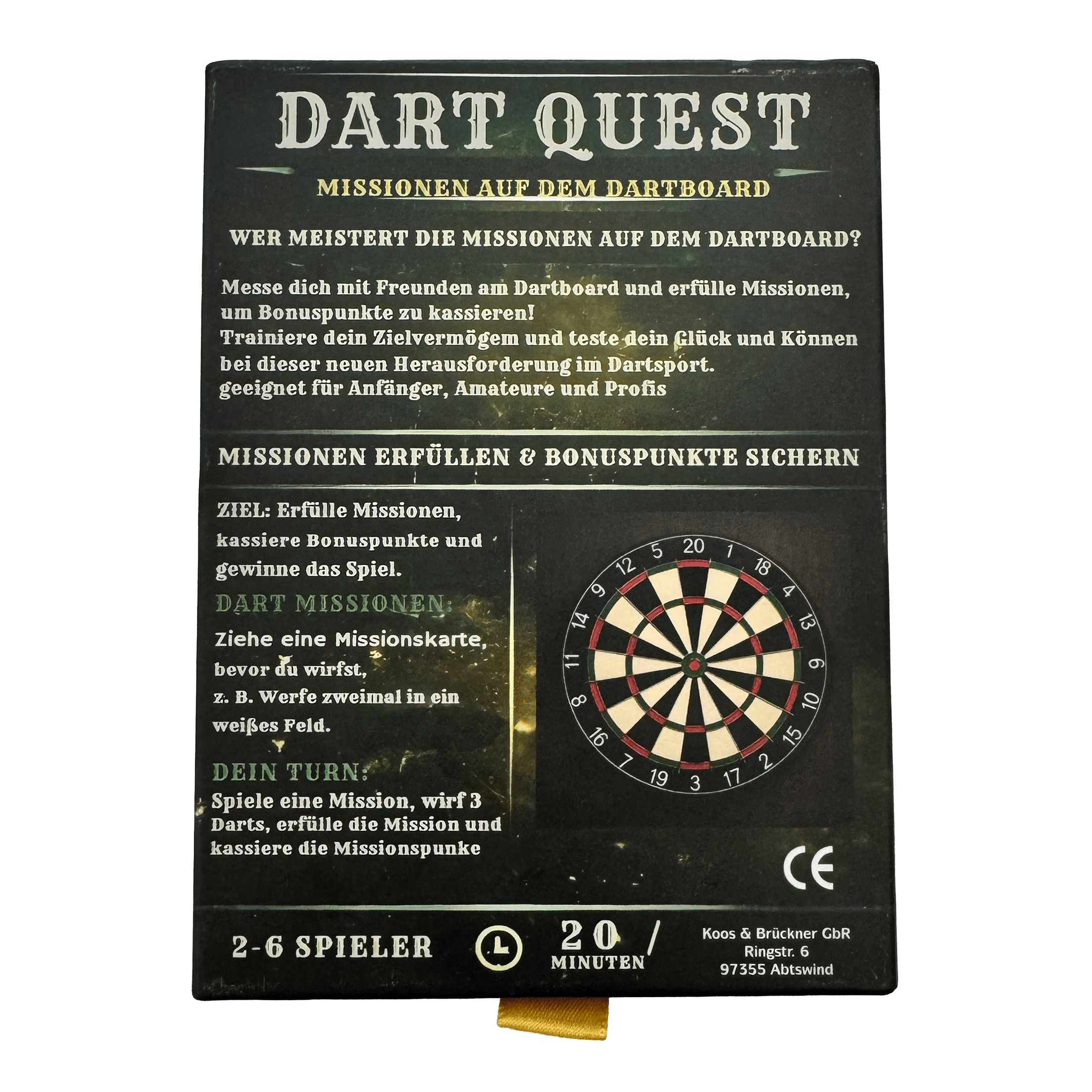 Dart Quest kaartspel Das Dart Quest Kartenspiel ist hier abgebildet. Es ist ideal für Freunde und Familie.