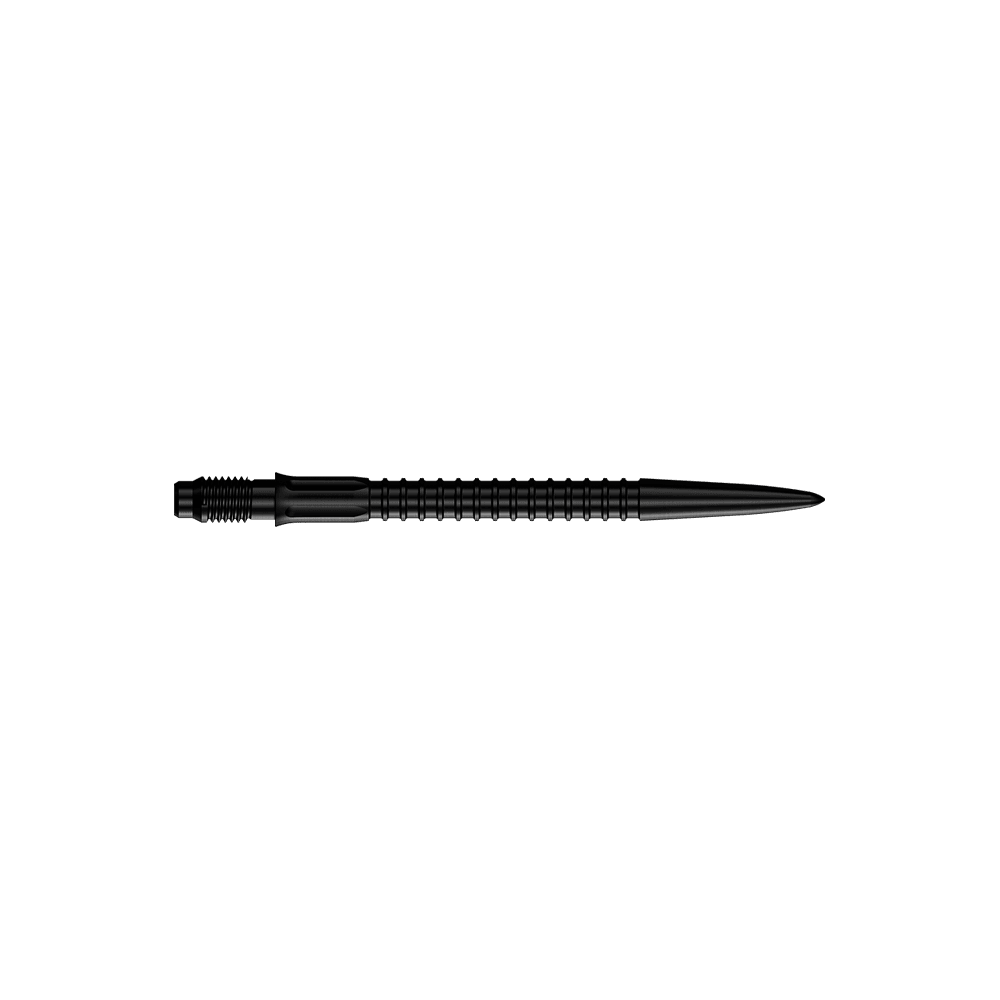 Mission R2.5 Rapid Point GV1 Dartpunten - Zwart Zu sehen sind schwarze Dartspitzen für Darts. Die Spitzen haben eine Länge von 30 mm.