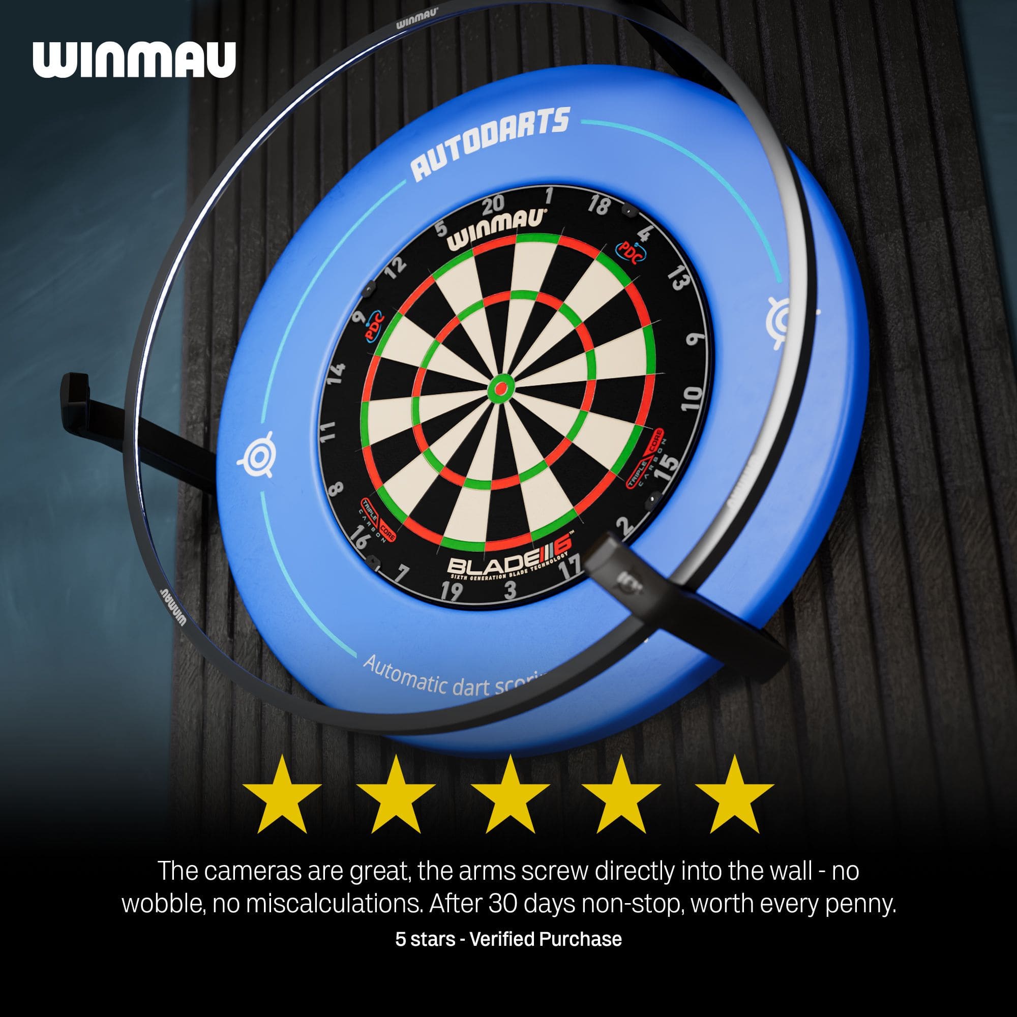 Autodarts Vantage automatisch scoresysteem Auf diesem Bild ist der Artikel mit dem Dateinamen 838001_Autodarts_Vantage_Auto-Scoring-System_8 zu sehen. Vermutlich ist es ein Teil eines automatischen Dart-Punktesystems.