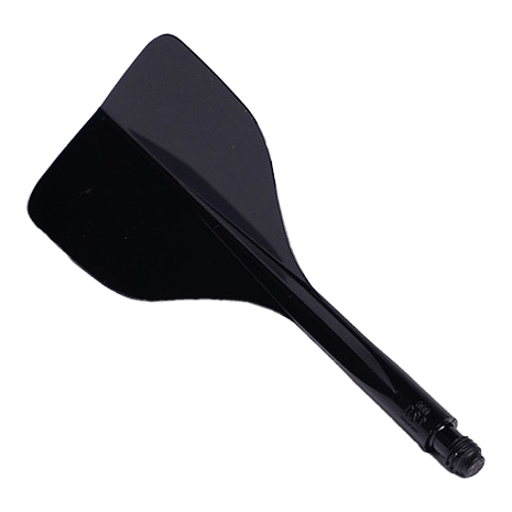 Das Bild zeigt das Produkt "Condor Axe 120 Flight-System Schwarz - Small". Es handelt sich um ein schwarzes Dart-Flight-System mit kleiner Größe.