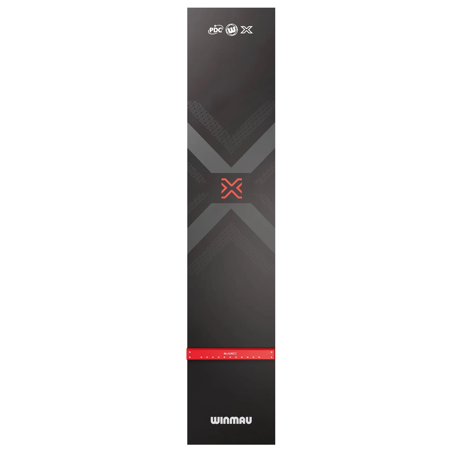 Winmau Blade X PVC dartmat Die Abbildung zeigt die Winmau Blade X PVC Dartmatte. Die Dartmatte besteht aus strapazierfähigem PVC und ist für den Schutz des Bodens beim Dartspiel konzipiert.