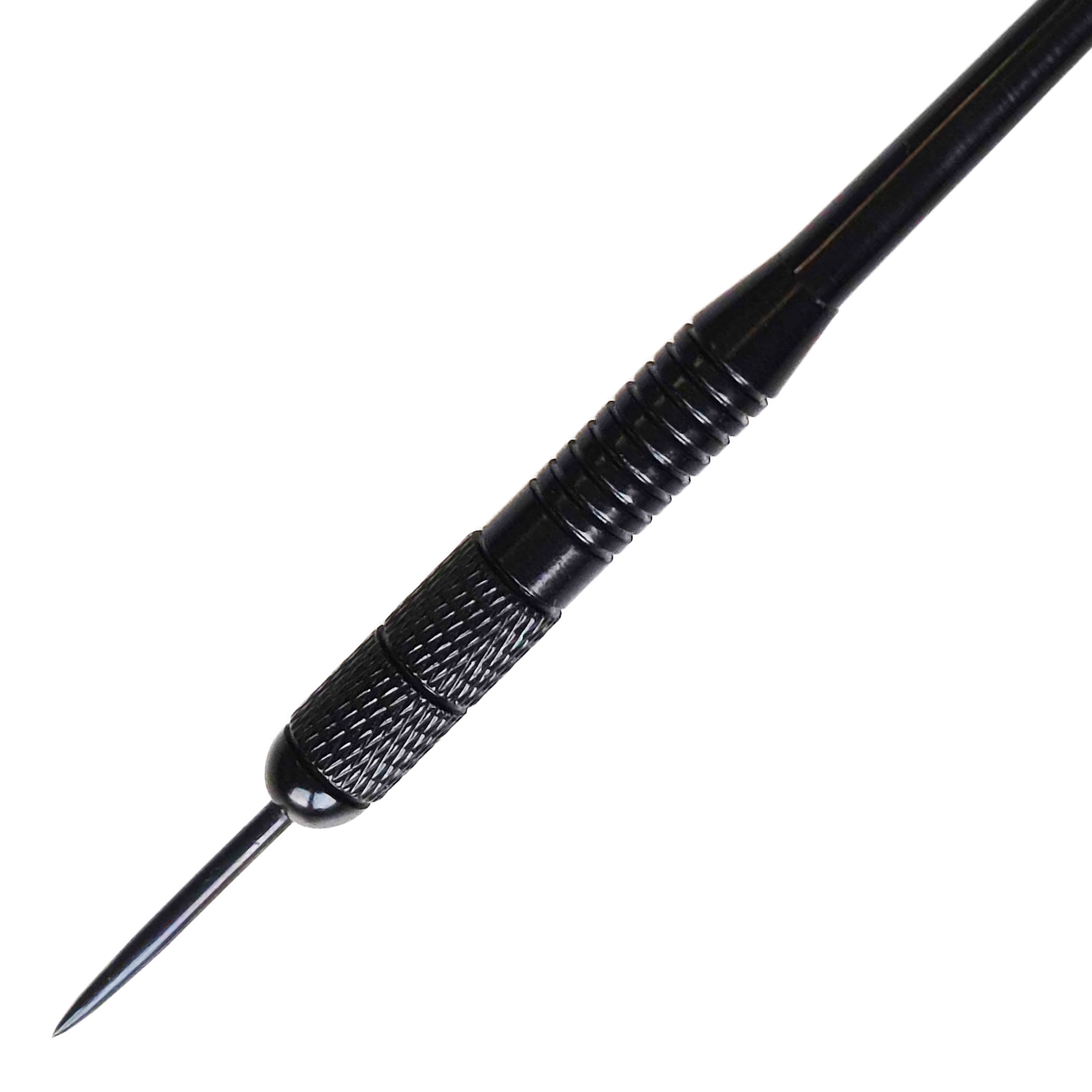 Dieses Bild zeigt Karella Black Brass Steeldarts mit einem Gewicht von 21g. Die schwarzen Messing-Steeldarts sind ideal für Dartliebhaber.