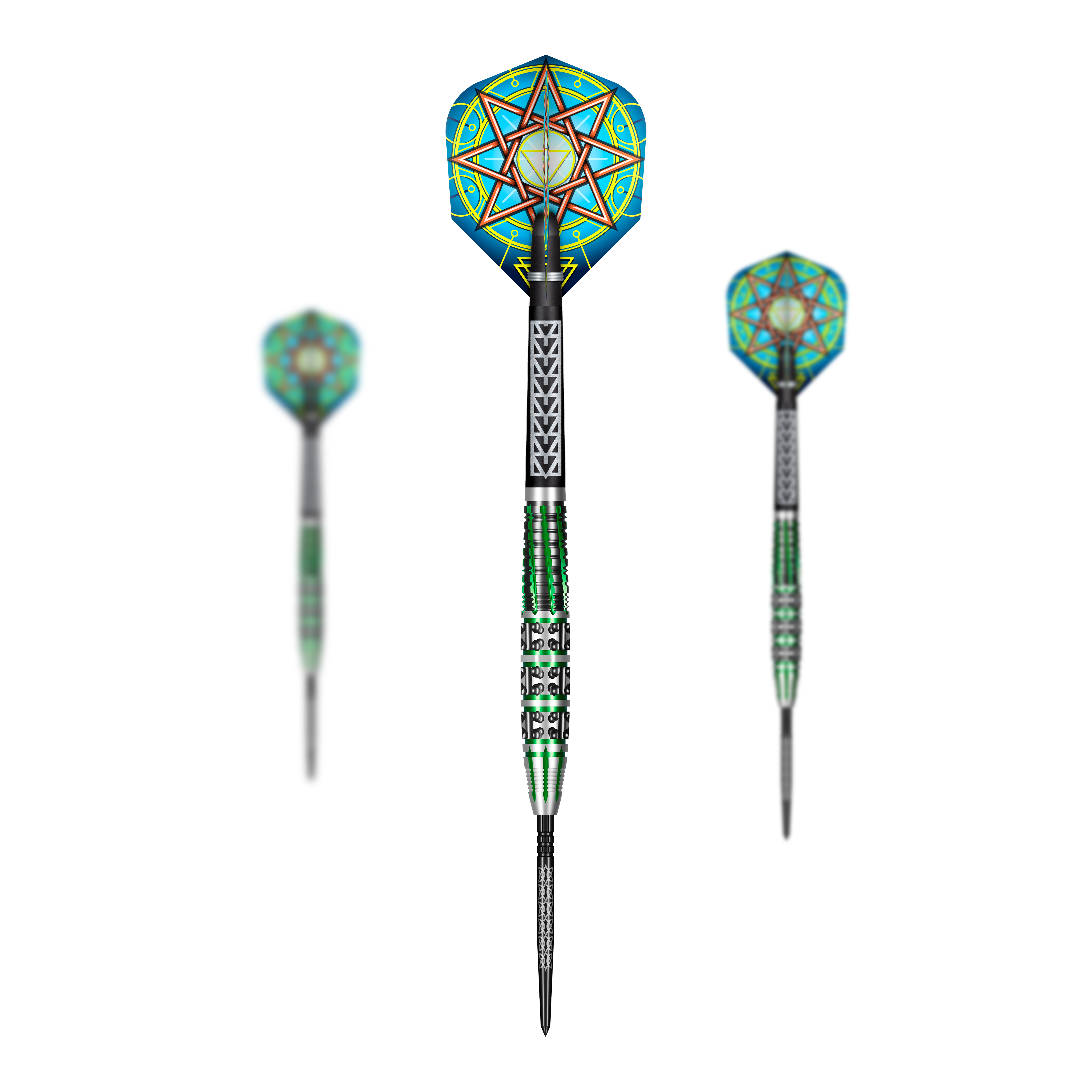 Shot Celt Druid Turbo Point Steeldarts Abgebildet ist ein Set Shot Celt Druid TurboPoints Steeldarts. Die Darts sind dekorativ platziert.