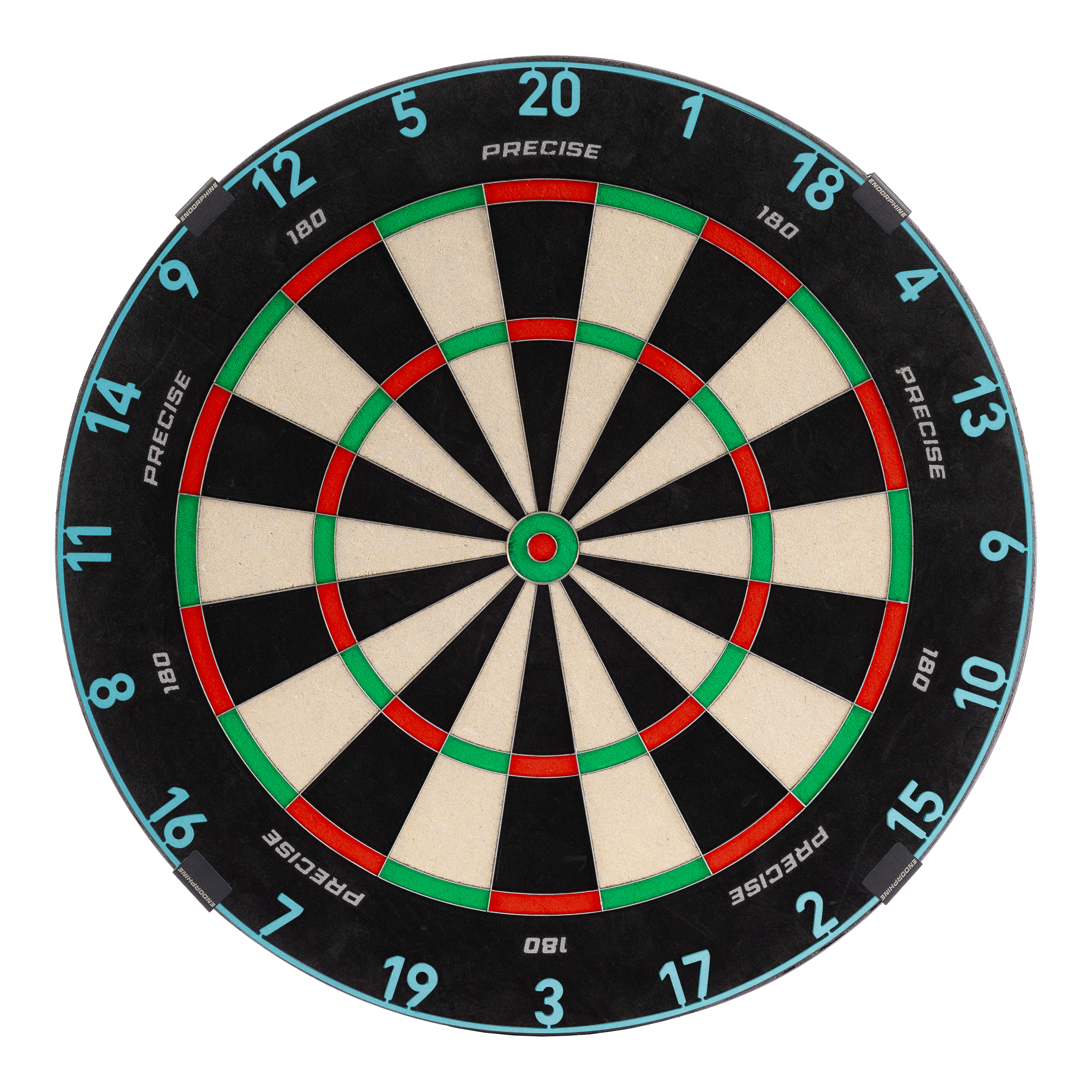 Precise 180 Endorphine Steel Dartbord met genummerde ring - Infinity Blue Das Precise 180 Endorphine Steeldartboard mit Nummernring in Infinity Blue ist abgebildet. Es bietet optimale Bedingungen für ein präzises Dartspiel.