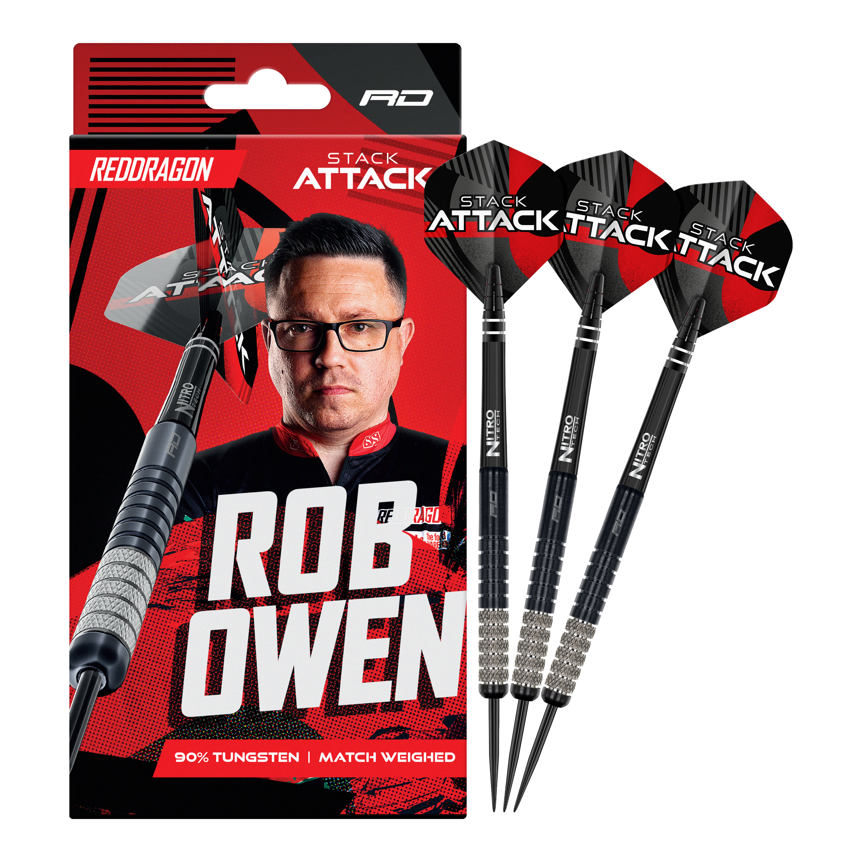 Red Dragon Rob Owen Stack Attack Steeldarts - 22g Red Dragon Rob Owen Stack Attack Steeldarts - 22g ist ein Set hochqualitativer Dartpfeile in 22 Gramm. Das Produkt bietet Präzision und ist für Turniere geeignet.