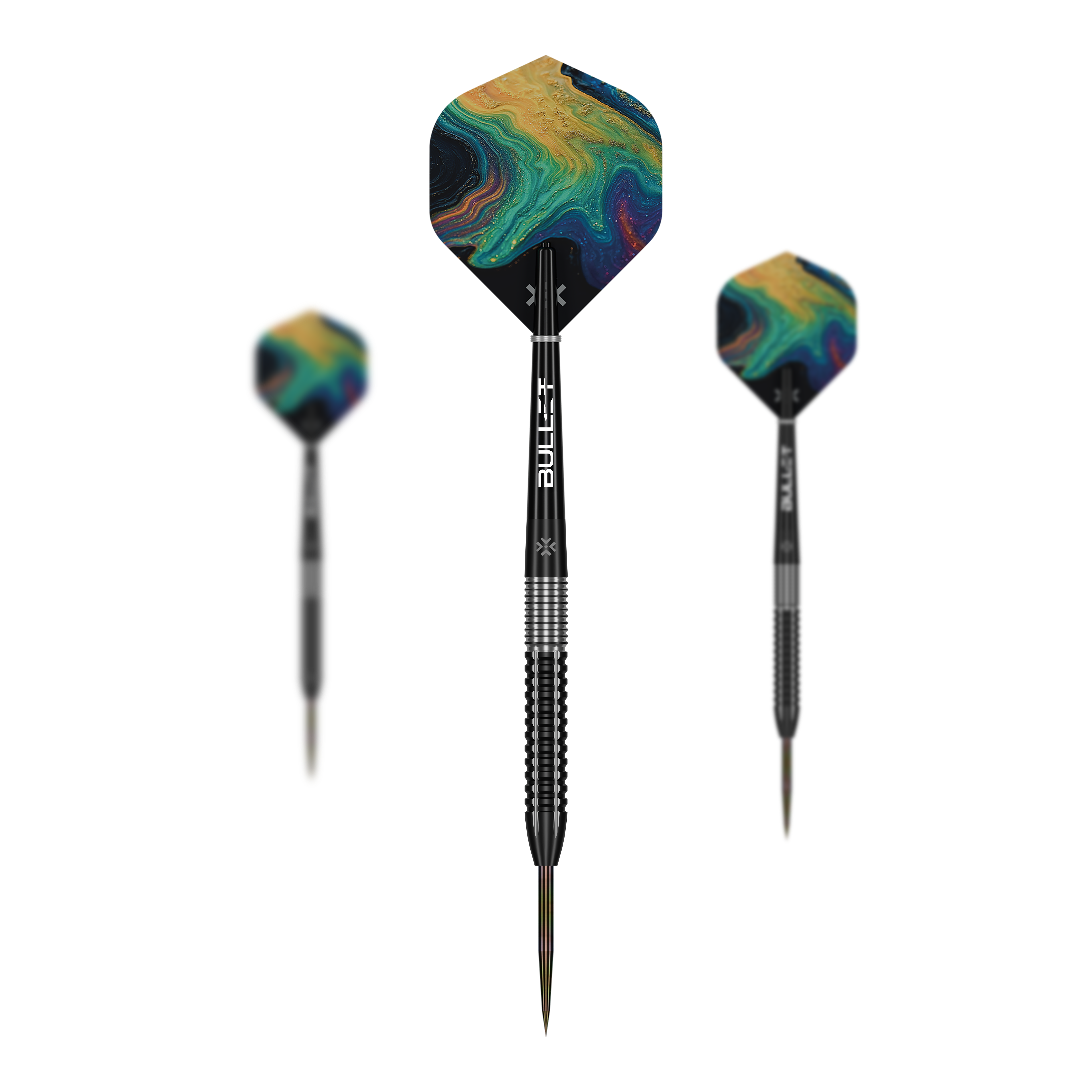 Bullet Diesel stalen pijltjes Die Bullet Diesel Steeldarts sind als Set abgebildet. Das Produkt richtet sich an Dartspieler aller Erfahrungsstufen.