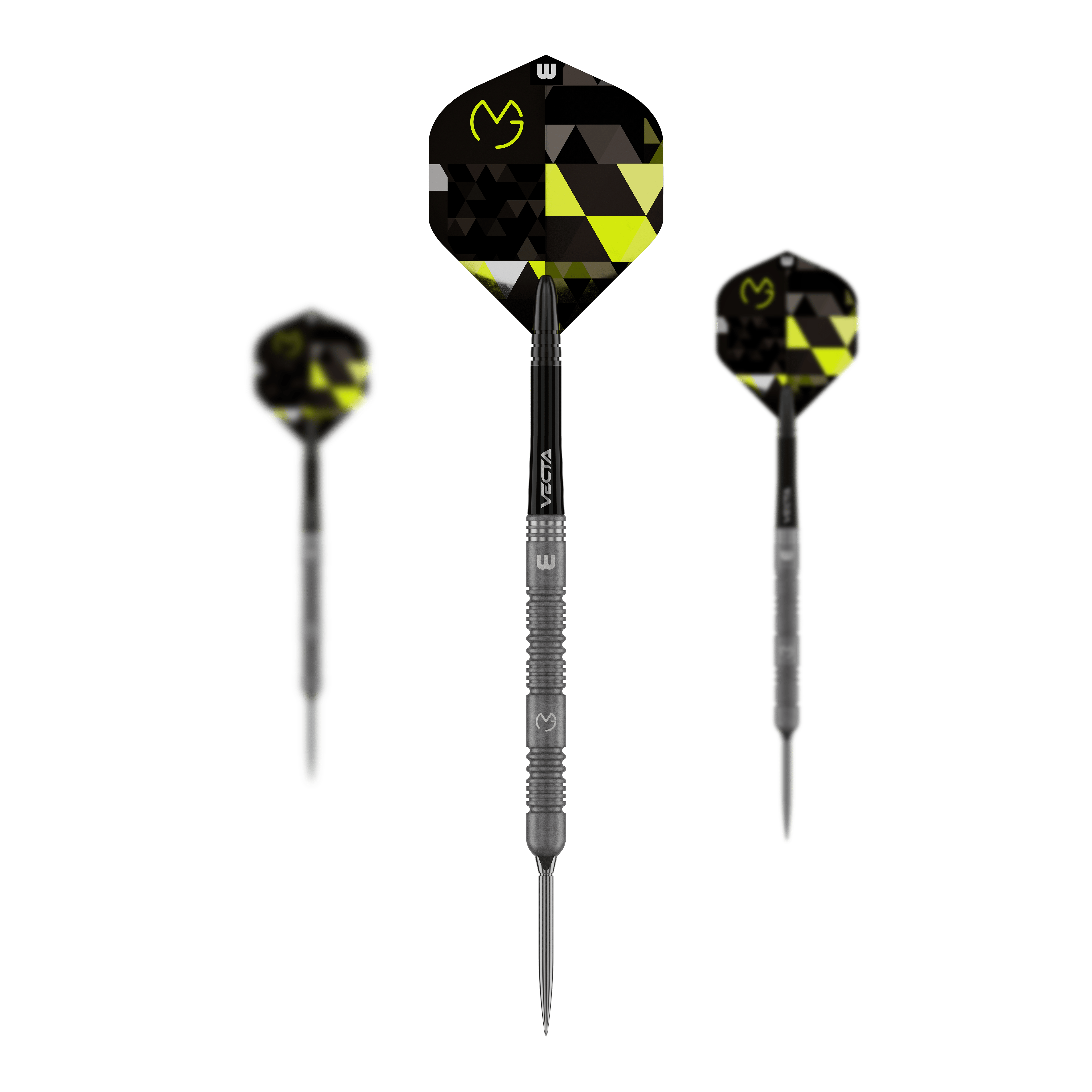 Winmau Michael Van Gerwen TS Switch Point Steeldarts Das Bild präsentiert Winmau Michael Van Gerwen TS Switch Point Steeldarts. Das Set umfasst mehrere Darts.