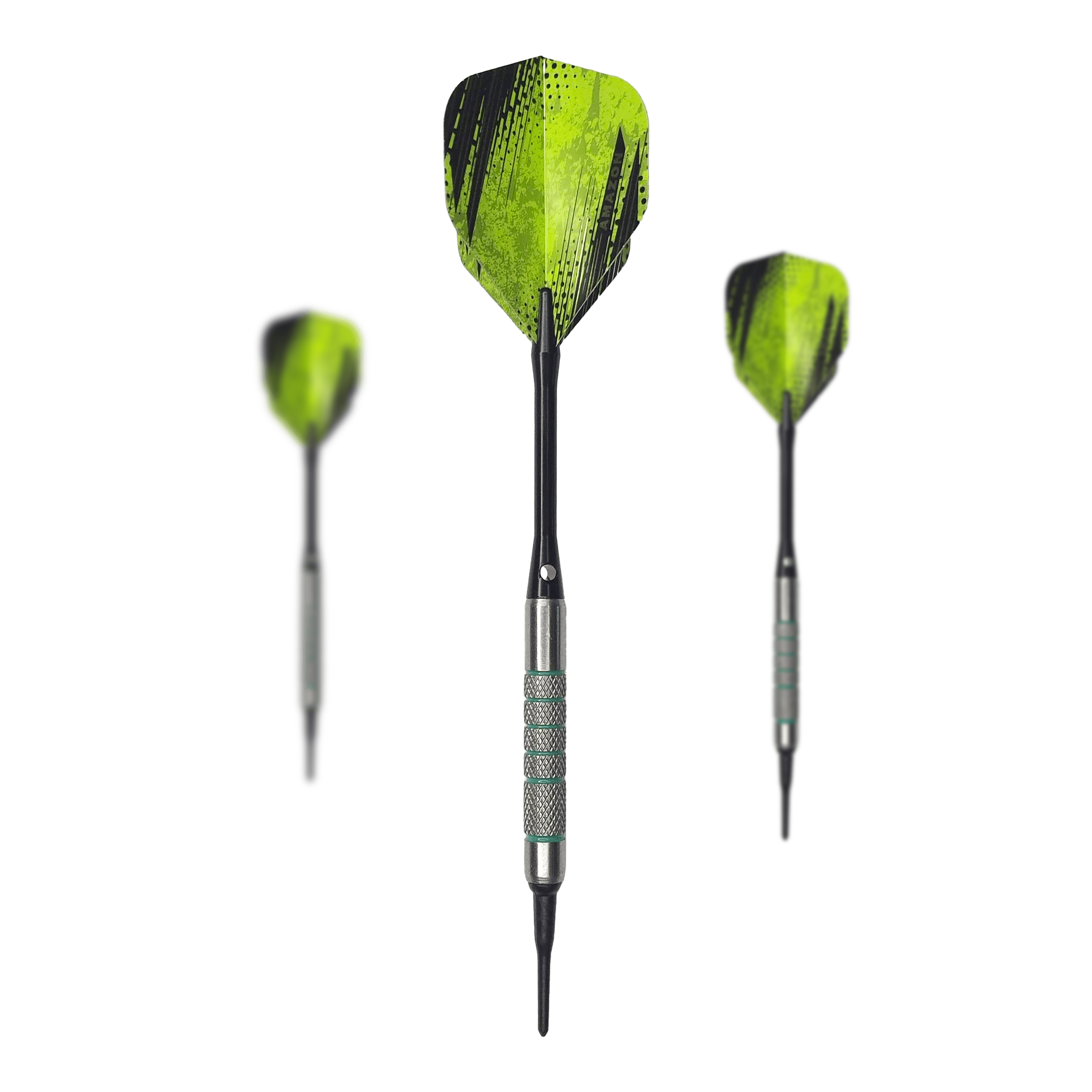 McDart 85 Tungsten V7 zachte dartpijlen - 16,5 g Das Bild zeigt ein Set McDart 85er Tungsten V7 Softdarts - 16,5g. Die Darts sind nebeneinander angeordnet.