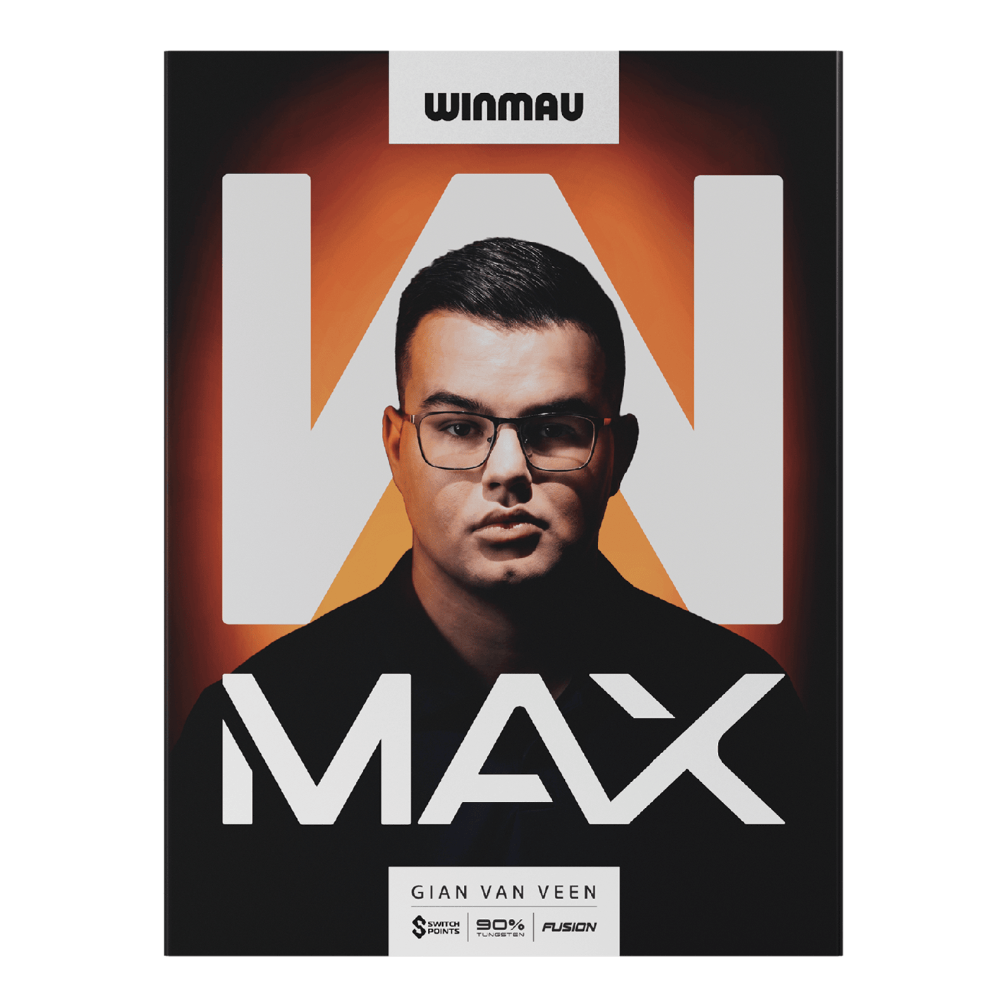 Winmau Gian Van Veen W-MAX zachte darts - 18g Das Bild zeigt Winmau Gian Van Veen W-MAX Softdarts mit einem Gewicht von 18 Gramm. Die Darts sind nebeneinander angeordnet.