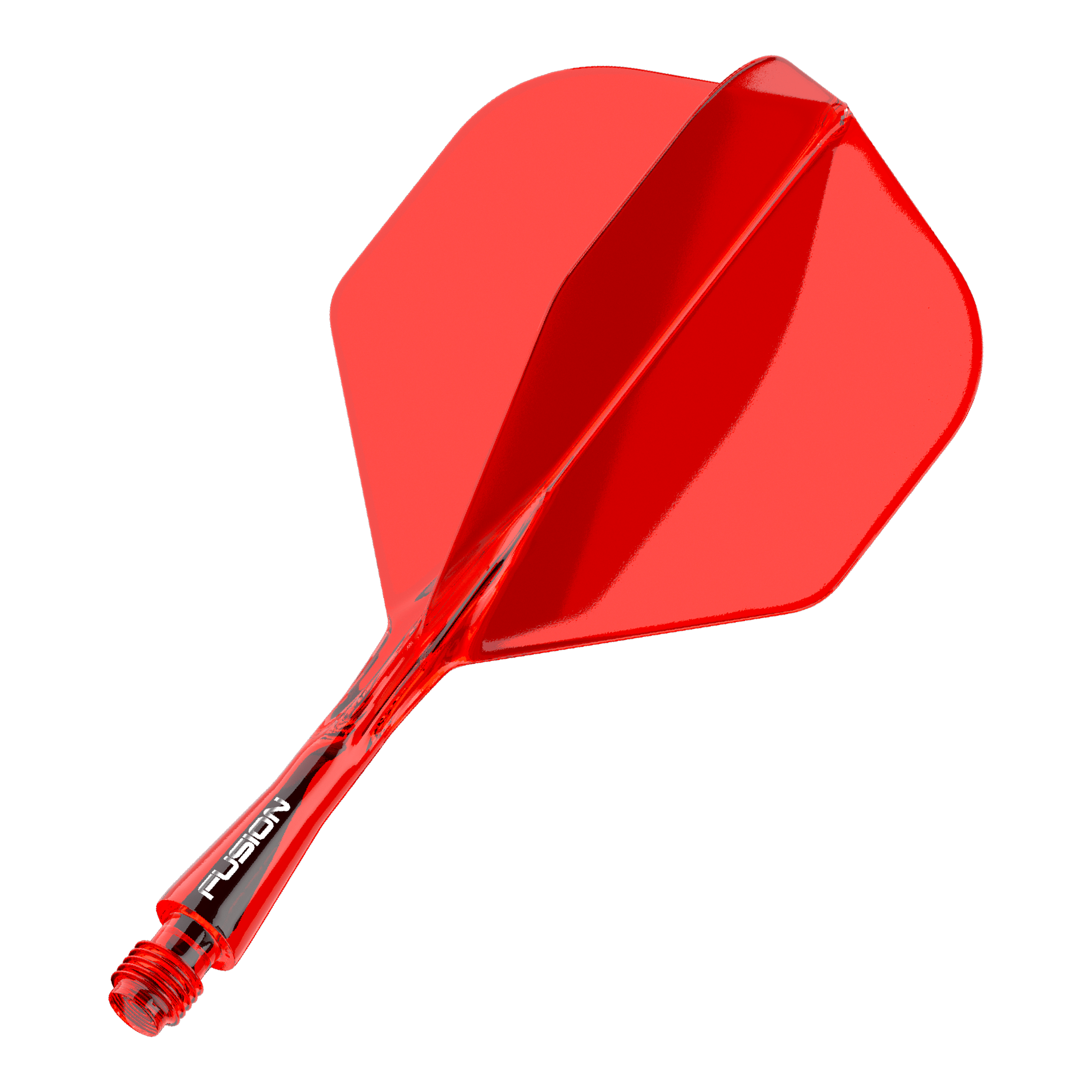 Winmau Fusion Flight Shaft System Standaard Rood Das Bild zeigt ein rotes Dartflight- und Shafts-System. Es handelt sich um das Winmau Fusion Flight Shaft System in Standardgröße mit einer Länge von 22 mm.