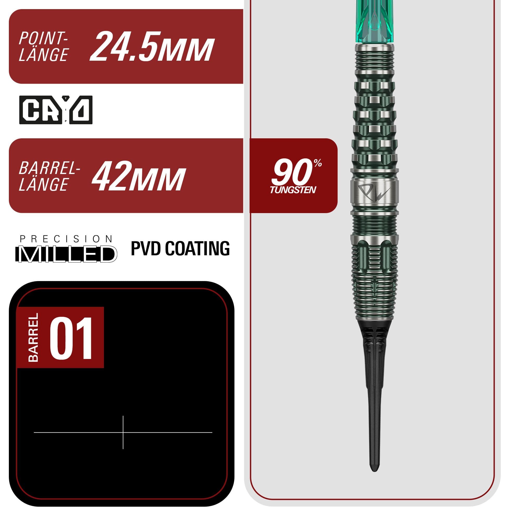 Target Japan Prime Series PW GEN 3 Soft Darts - 19g Das Bild zeigt den Target Japan Prime Series PW GEN 3 Softdart - 19g. Die Dartpfeile sind modern gestaltet und für den Softdartbereich geeignet.