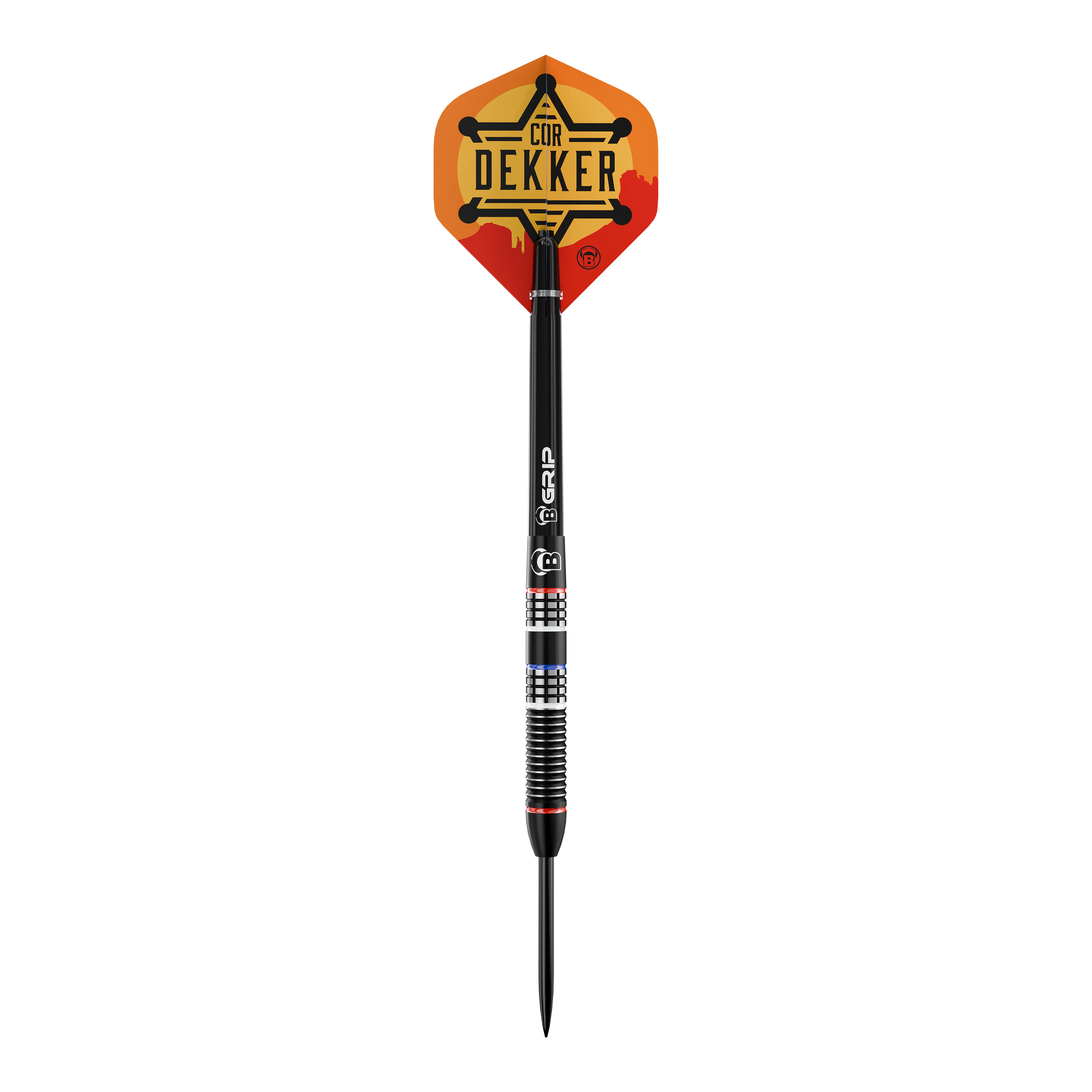 Bulls Cor Dekker The Sheriff Steeldarts - 23g Das Bild zeigt Bulls Cor Dekker The Sheriff Steeldarts, 23 Gramm schwer. Diese Steeldarts sind für ambitionierte Dartspieler konzipiert.