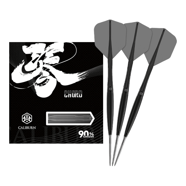 Caliburn Chord C2 stalen dartpijlen - 23,5 g Das Bild zeigt die Caliburn Chord C2 Steeldarts - 23,5g. Die Darts sind in voller Länge abgebildet.