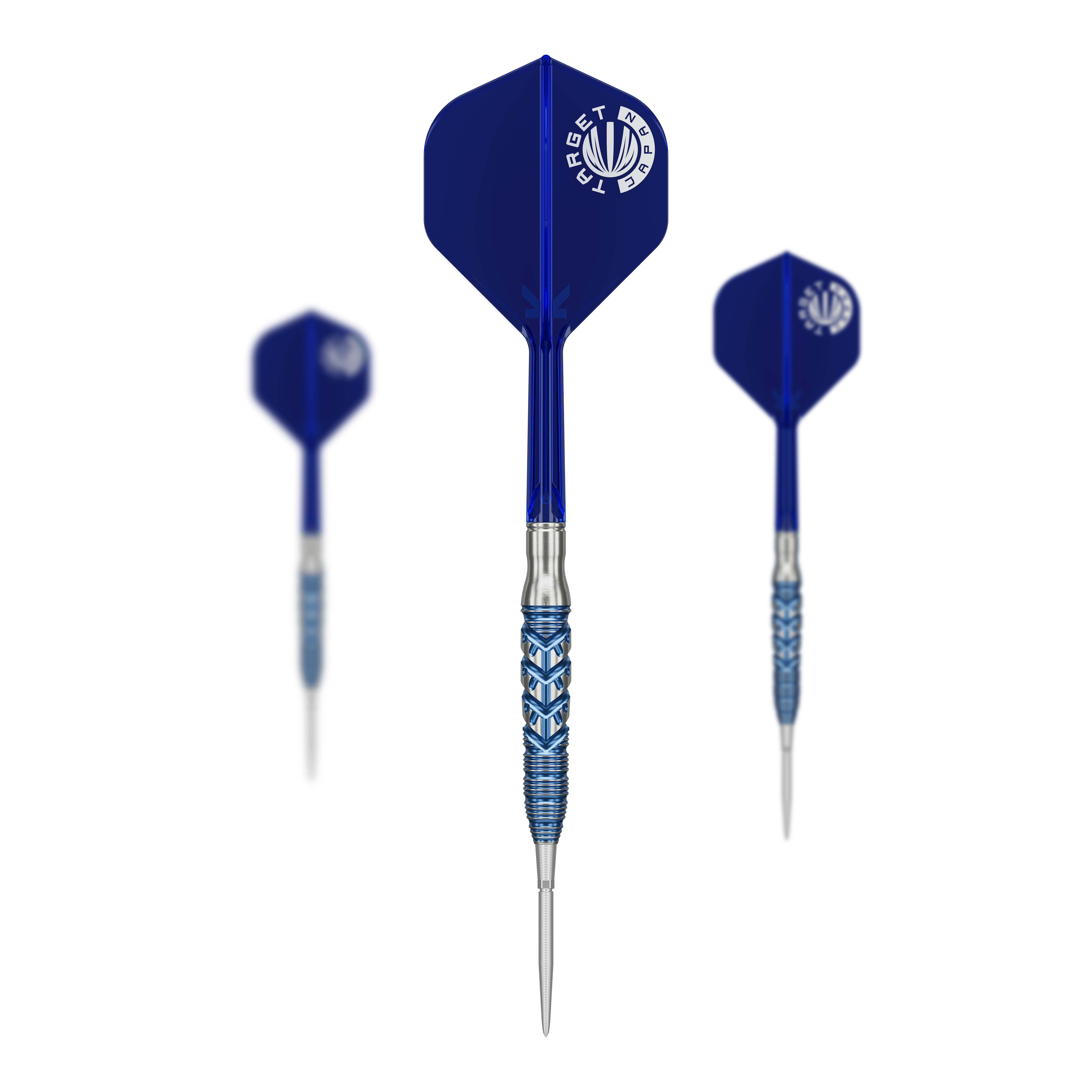Target Japan Sereno GEN3 Swiss Point stalen dartpijlen Alle Teile des Target Japan Sereno GEN3 Swiss Point Steeldarts sind abgebildet. Das Set ist vollständig aufgebaut.