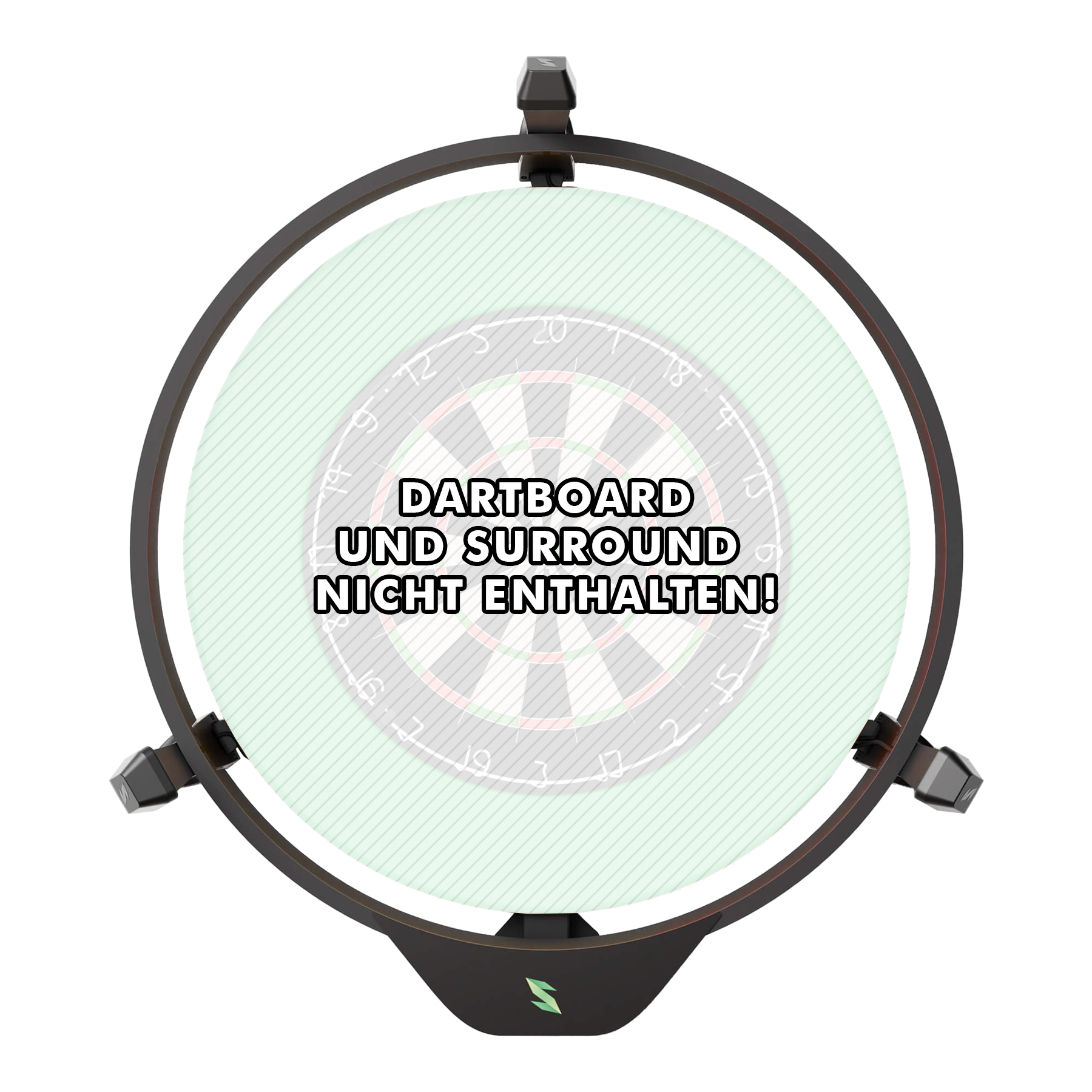 Scolia Home 2 Elektronisch Autoscoring Systeem met Verlichtingsring 2026 Das Bild zeigt das Scolia Home 2 Electronic Score System mit einem Beleuchtungsring. In der Mitte steht: "Dartboard und Surround nicht enthalten!"