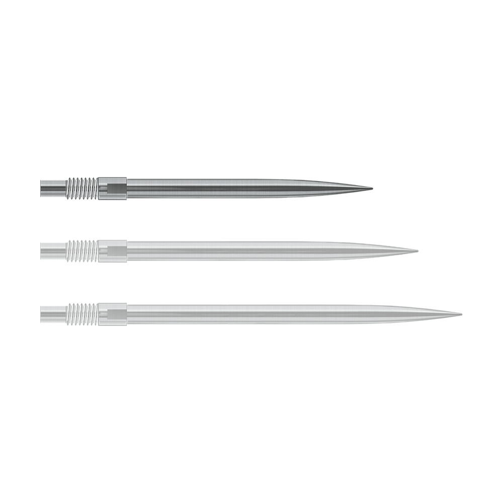 Harrows Quick Point Dartpunten - Zilver Abgebildet sind Harrows QuickPoint Dartspitzen in Silber, 30mm lang. Das Foto stellt das Produkt aus einer anderen Perspektive dar.
