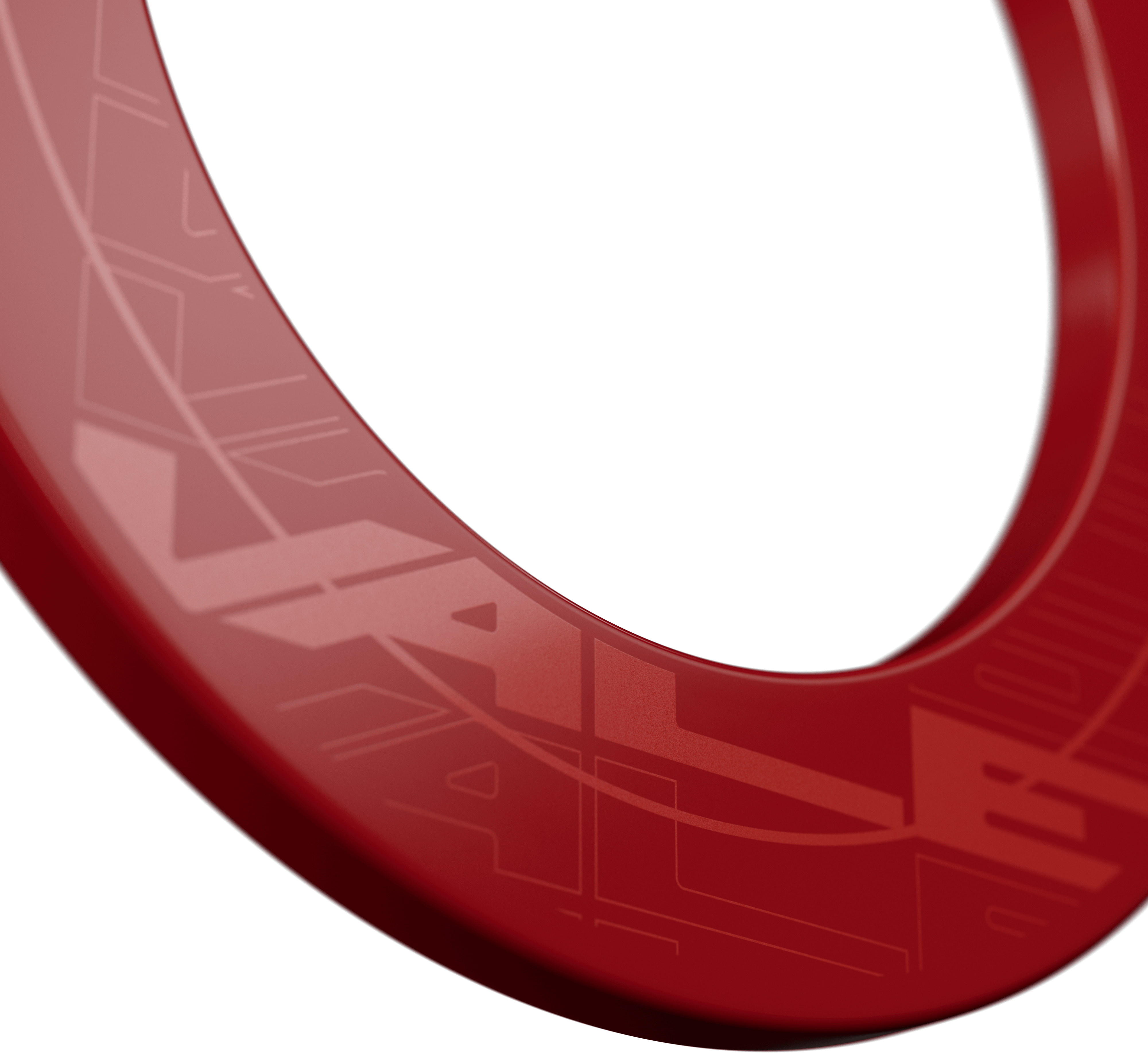 Target VALE Dartbord Surround Das Bild zeigt einen roten Dartboard-Surround mit dem Schriftzug "VALE". Der Ring hat ein modernes, glänzendes Design und ist für den Schutz der Wand um das Dartboard gedacht.