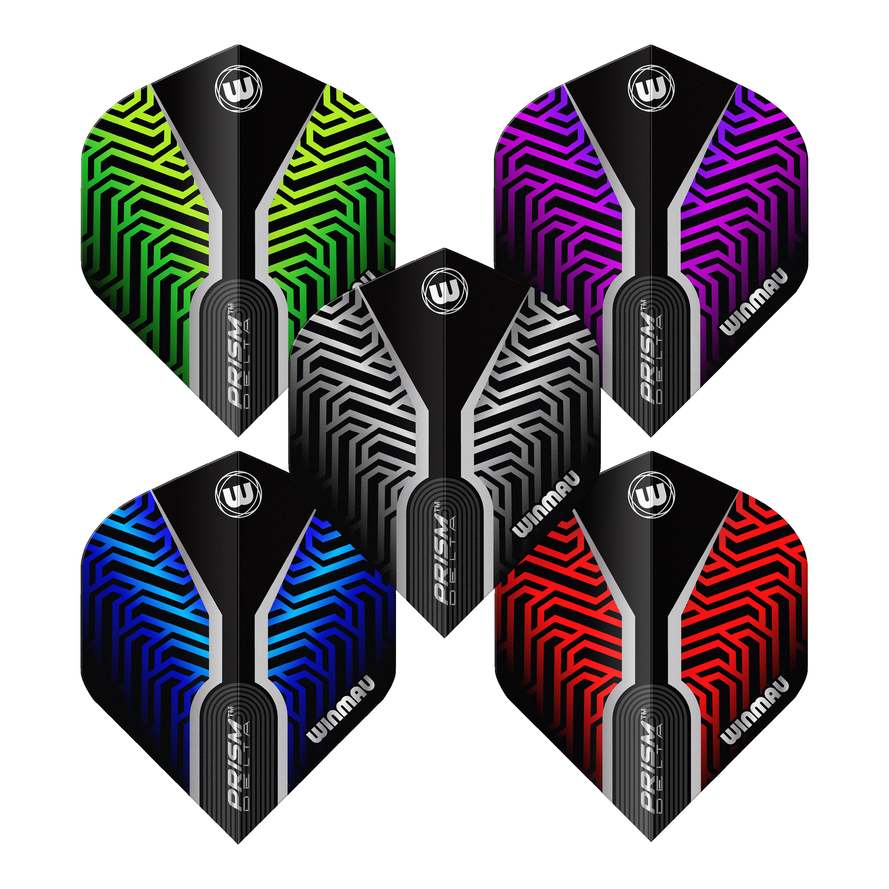 Winmau Prism Delta No2 Standaard Vluchtcollectie Das Bild zeigt die Winmau Prism Delta No2 Standard Flight Collection. Die hochwertigen Flights sind optimal für Dartspieler.