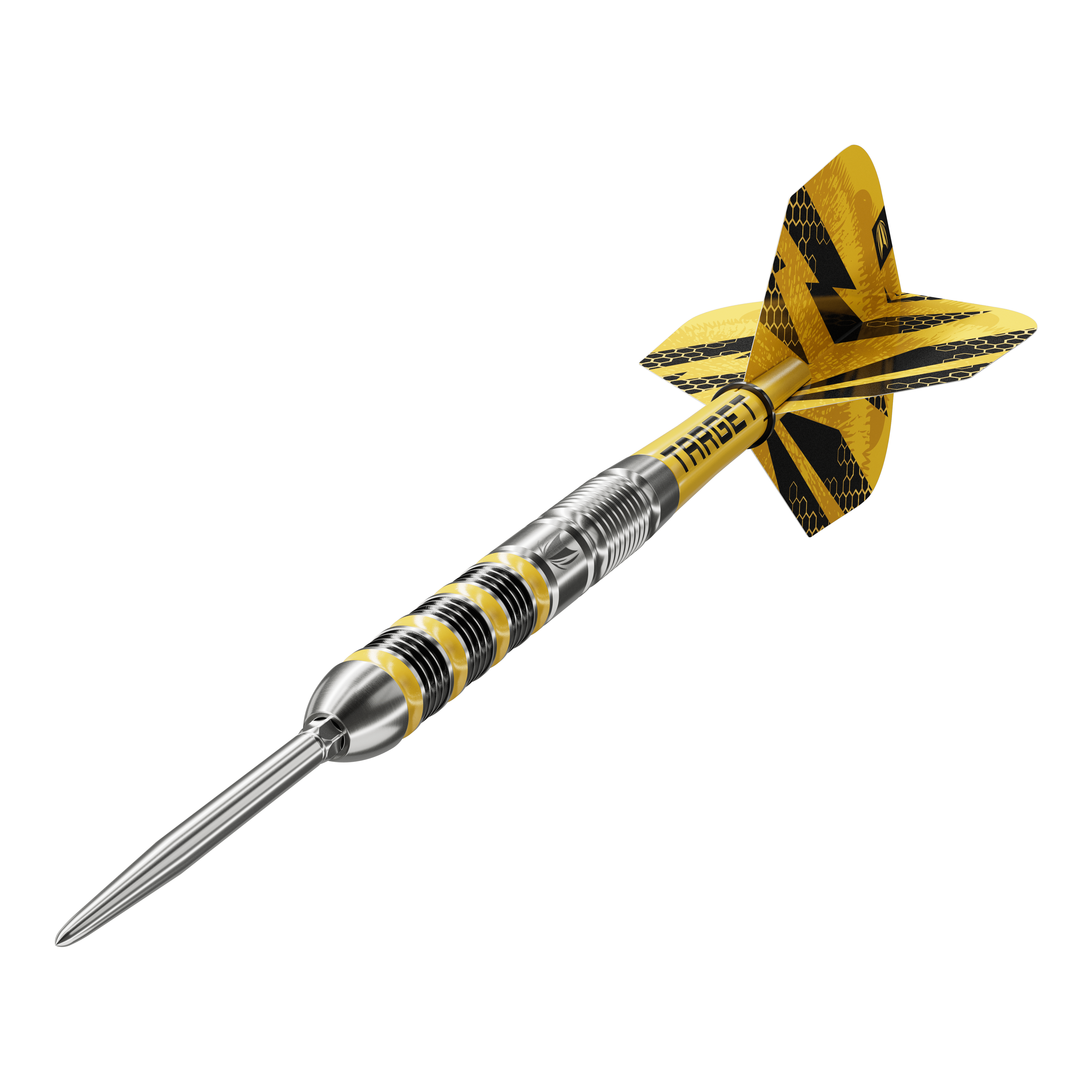 Target Buzz 01 Swiss Points stalen dartpijlen Das Foto zeigt Target Buzz 01 Swiss Points Steeldarts. Sie bieten eine gute Griffigkeit und Präzision beim Wurf.