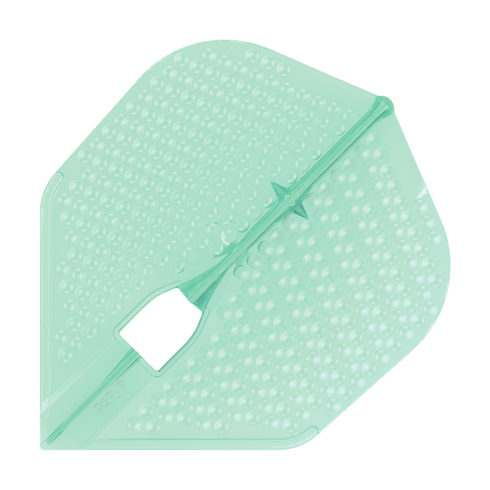 L-Style Flights Dimple Champagne L3PRO Shape Das Bild zeigt einen L-Style Flights Dimple Champagne L3PRO Shape in hellgrüner Farbe. Die Oberfläche ist mit kleinen Vertiefungen (Dimple) versehen.