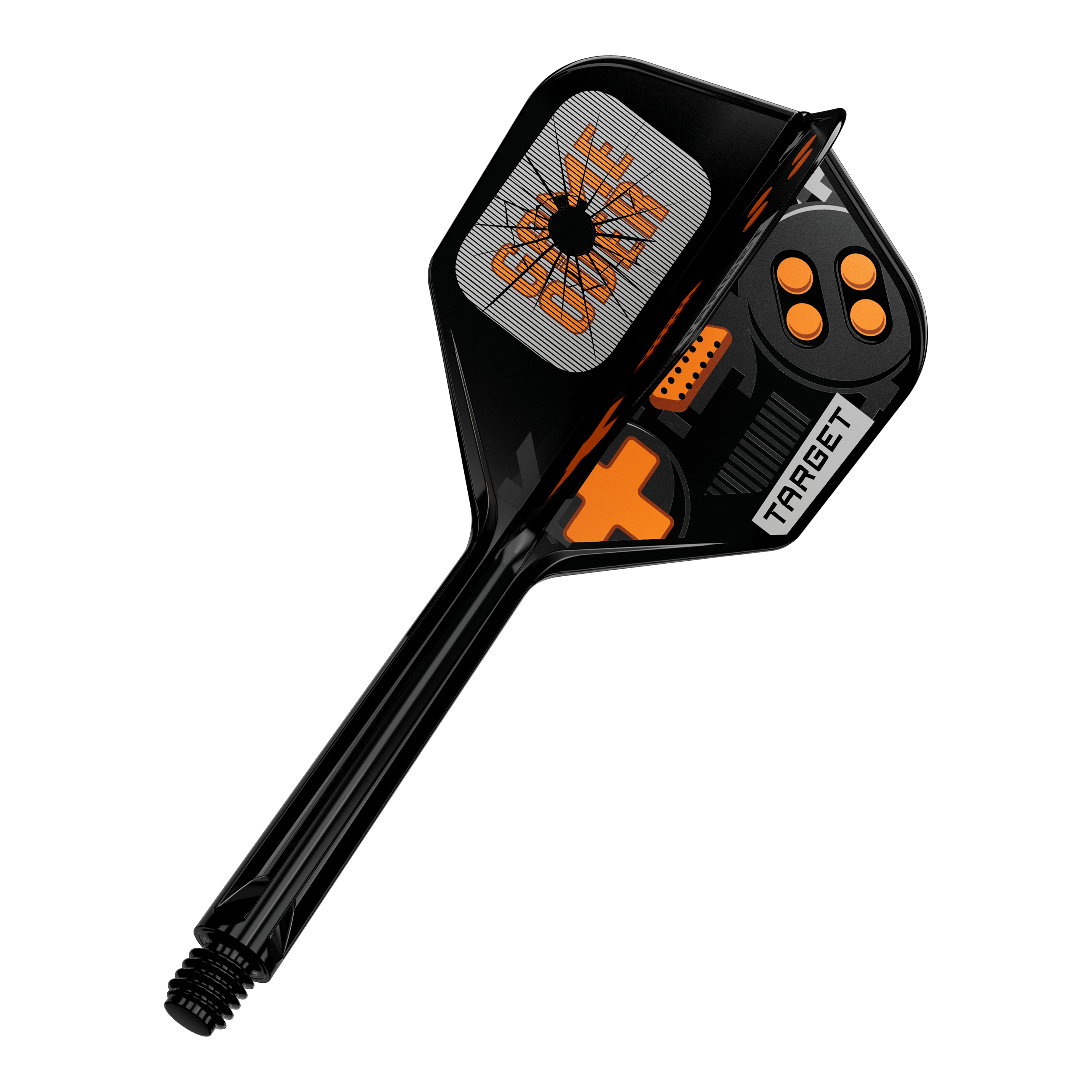 Target K-Flex Game Over No6 Flights Das Bild zeigt einen einzelnen Dart Flight. Es handelt sich um das Modell 410578 Target K-Flex GameOver No6 Flights 33mm.