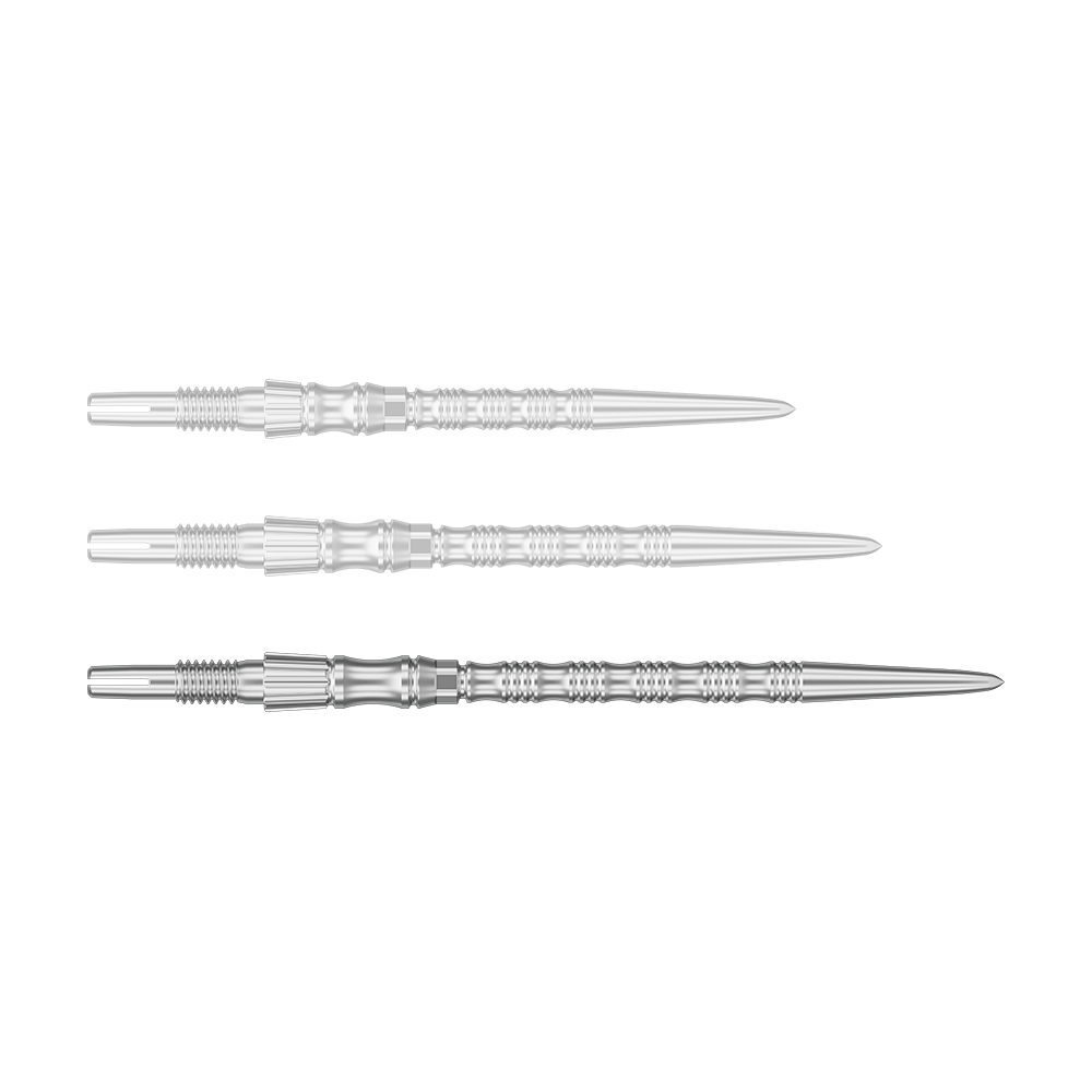 Target Signature Swiss Point TRB stalen dartpunten - zilver Einzelne silberne Dartspitze mit einer Länge von 42 mm wird gezeigt. Dies ist die Target SwissPoint Signature TRB Dartspitze.