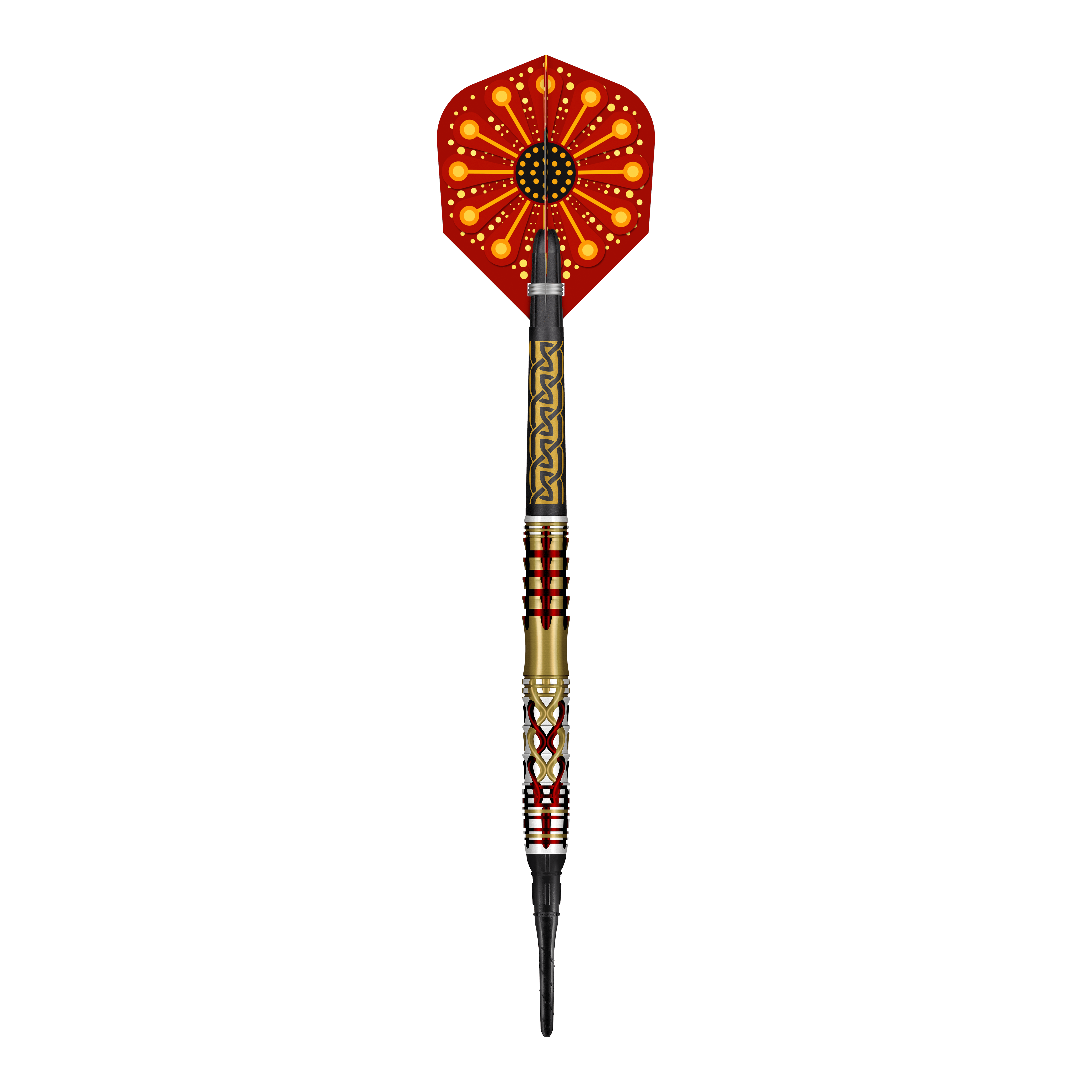 Abgebildet sind die Shot Goths Alaric Softdarts mit einem Gewicht von 20g. Die Darts sind aus nächster Nähe von der Seite zu sehen.