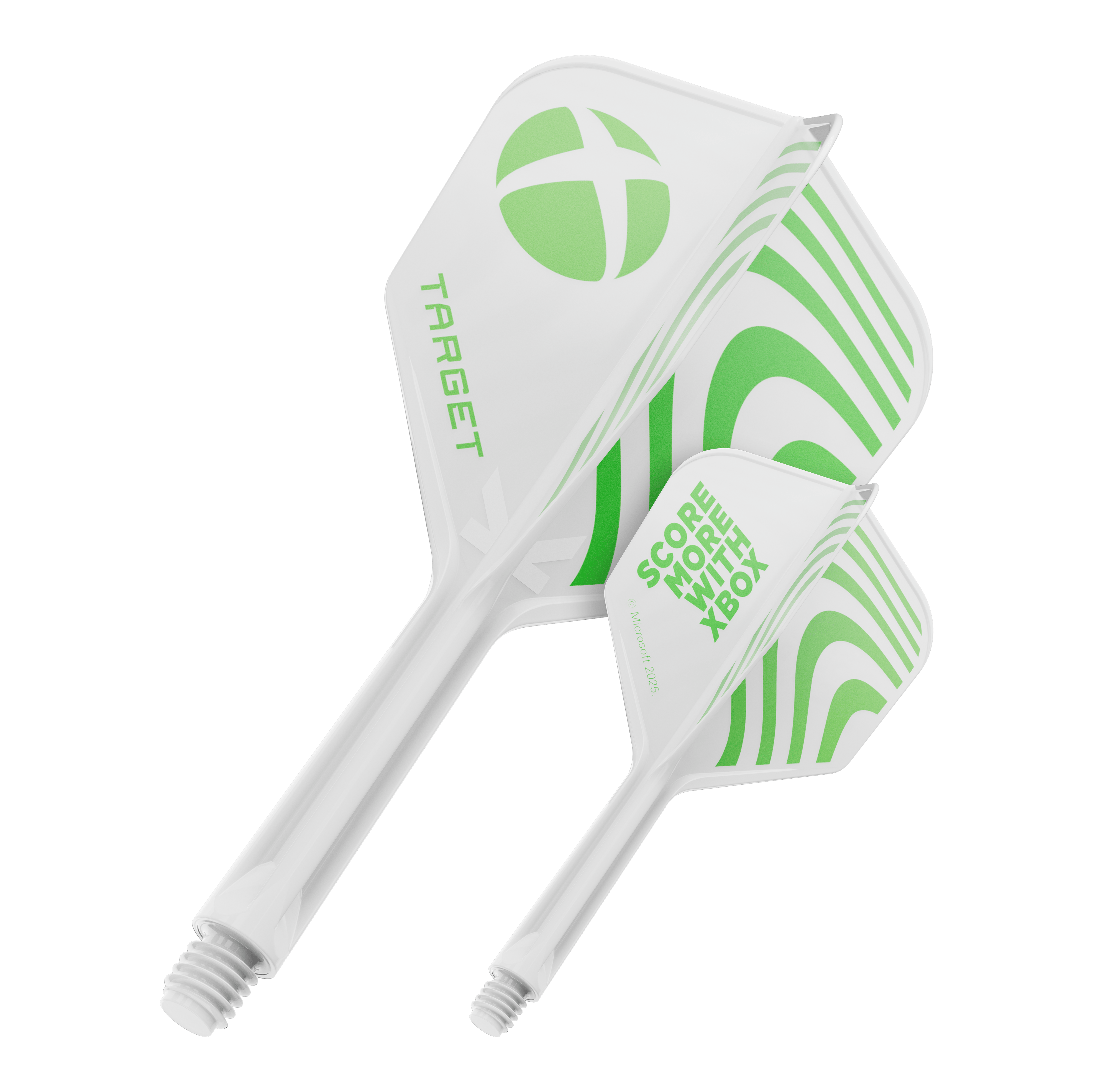 Target Xbox K-Flex No6 Flights - Wit Hier ist wahrscheinlich ein Target Xbox KFlex No6 Flights in der Größe 26mm abgebildet. Die Darstellung zeigt ein einzelnes Dart-Flight-Zubehörteil.
