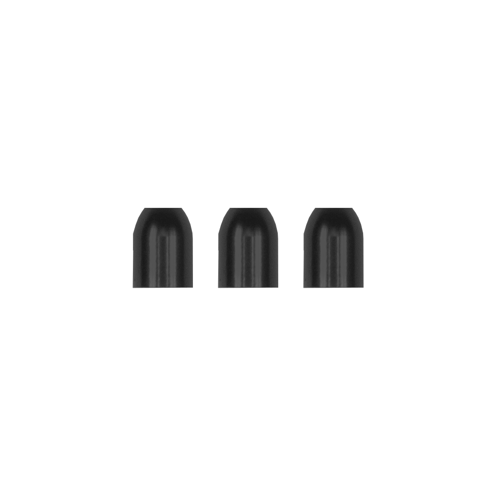 LCR-BK_L-Style_Premium_Metall_Champagne_Ringe_Schwarz_1 Das Bild zeigt drei schwarze Metallringe des Produkts „L-Style Premium Metall Champagne Ringe“. Sie sind in einer Reihe nebeneinander angeordnet.