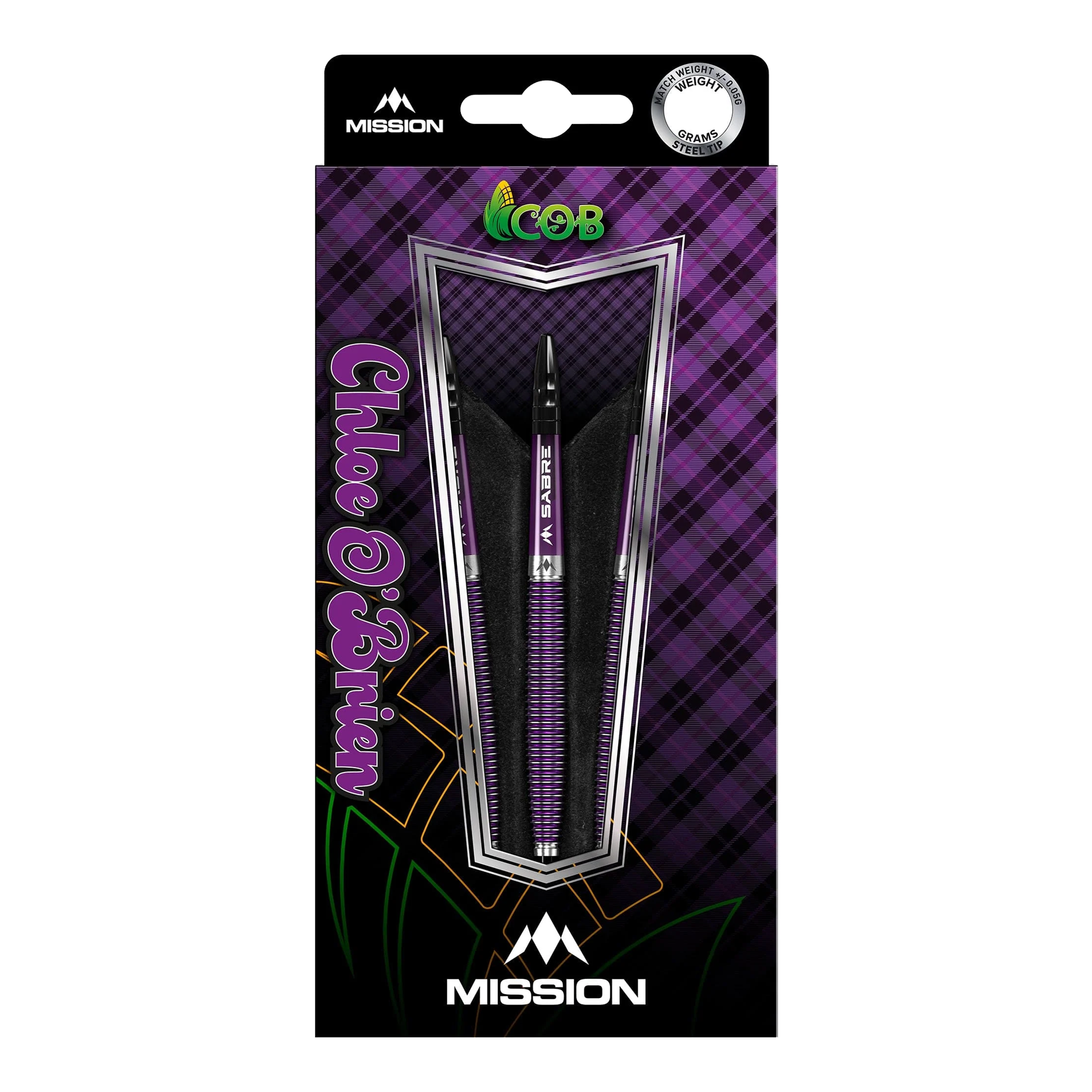 Missie Chloe O&#39;Brien Electro Paarse Steeldarts - 23g