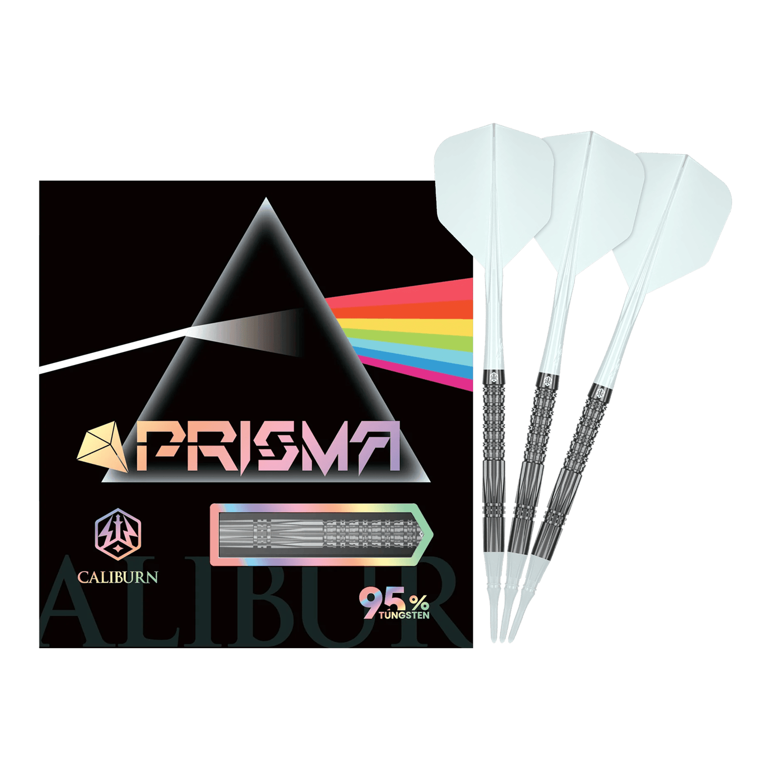Caliburn Prisma P2 softdarts - 20 g Hier sieht man die Caliburn Prisma P2 Softdarts mit einem Gewicht von 20g. Sie sind ideal für alle, die Wert auf hochwertige Darts legen.
