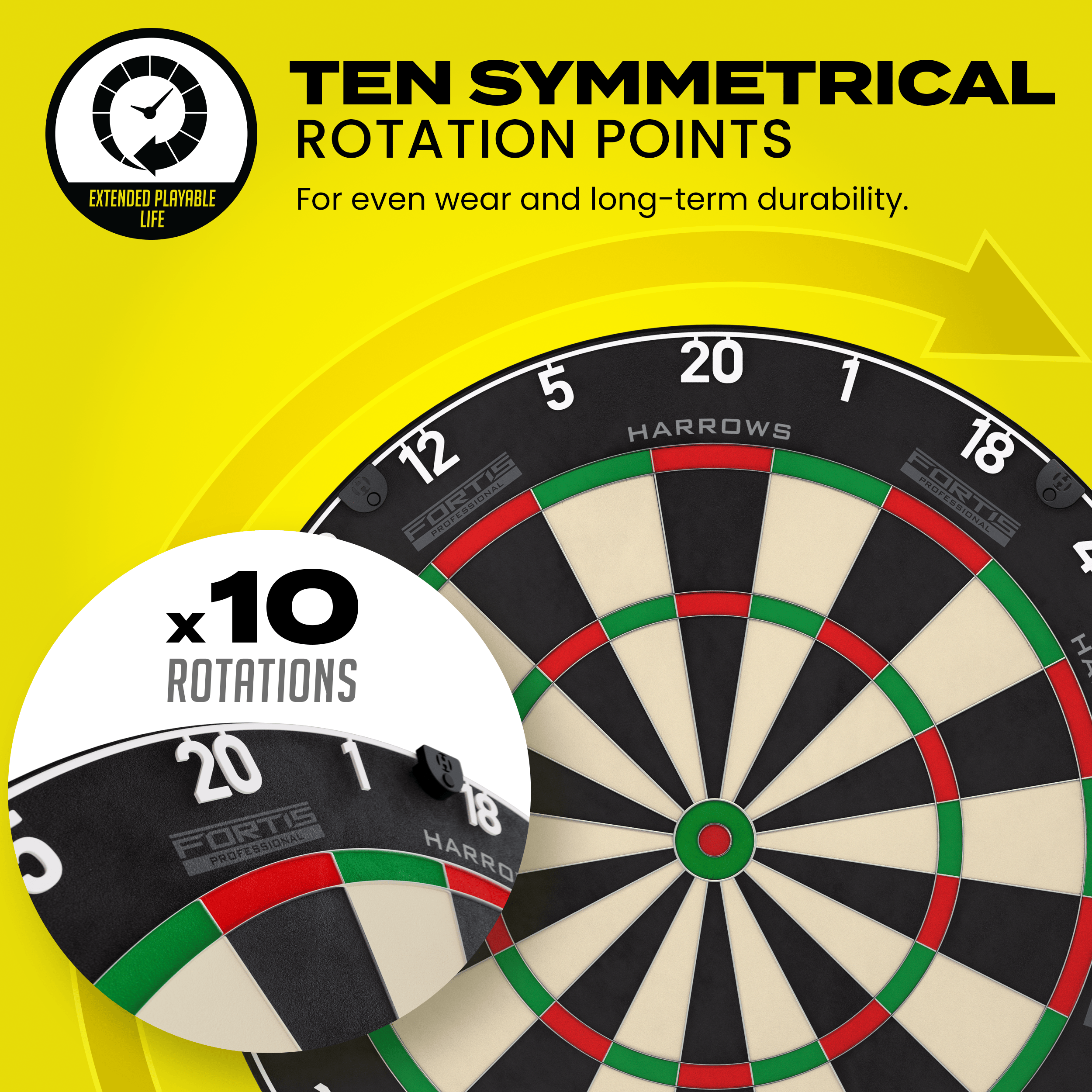 Harrows Fortis stalen dartbord Das Bild zeigt das Produkt Harrows Fortis Steeldartboard. Es handelt sich um eine Steeldartscheibe für das Dartspiel.