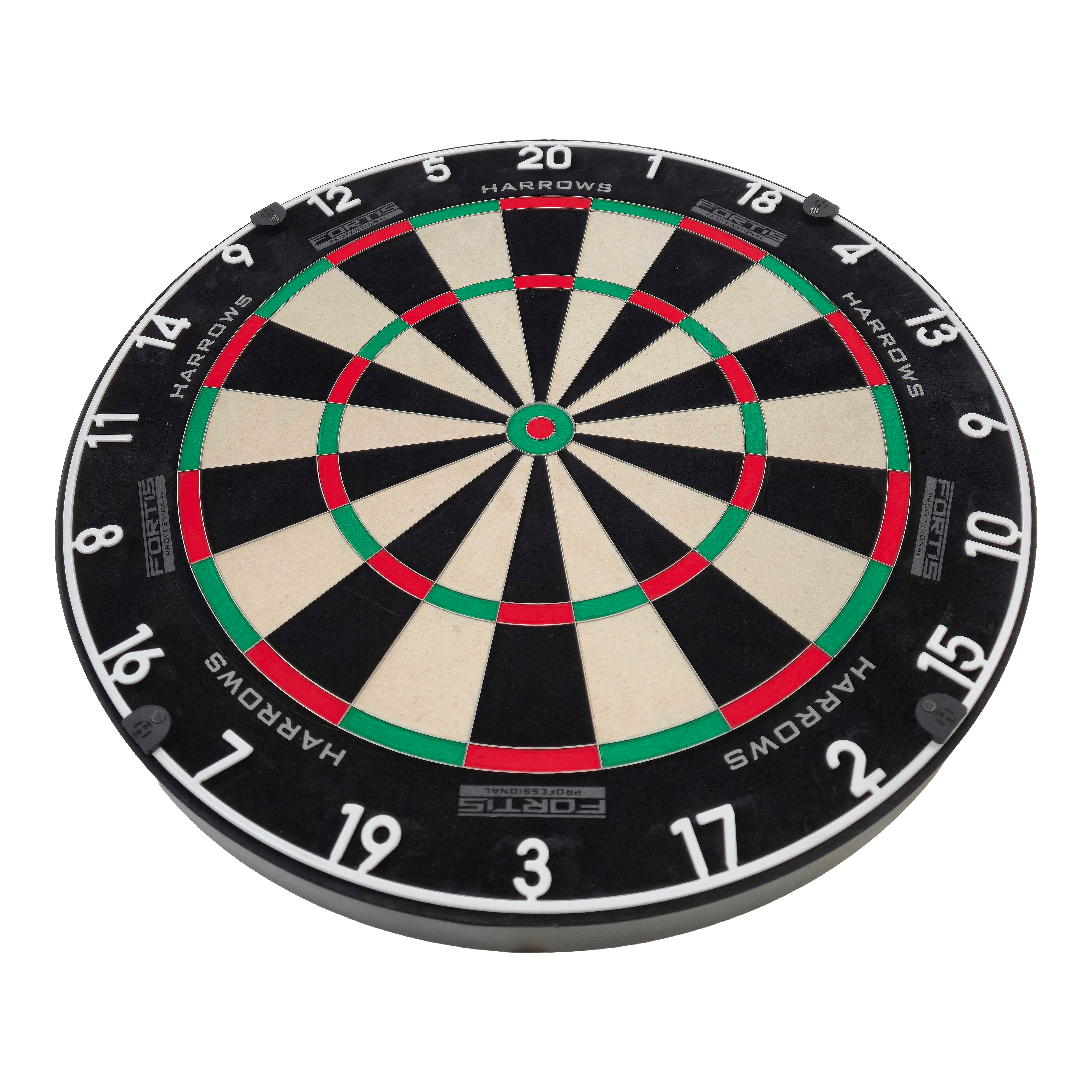 Harrows Fortis stalen dartbord Das Bild zeigt das Harrows Fortis Steeldartboard in einer Nahaufnahme. Die Dartscheibe ist für höchste Ansprüche entwickelt.