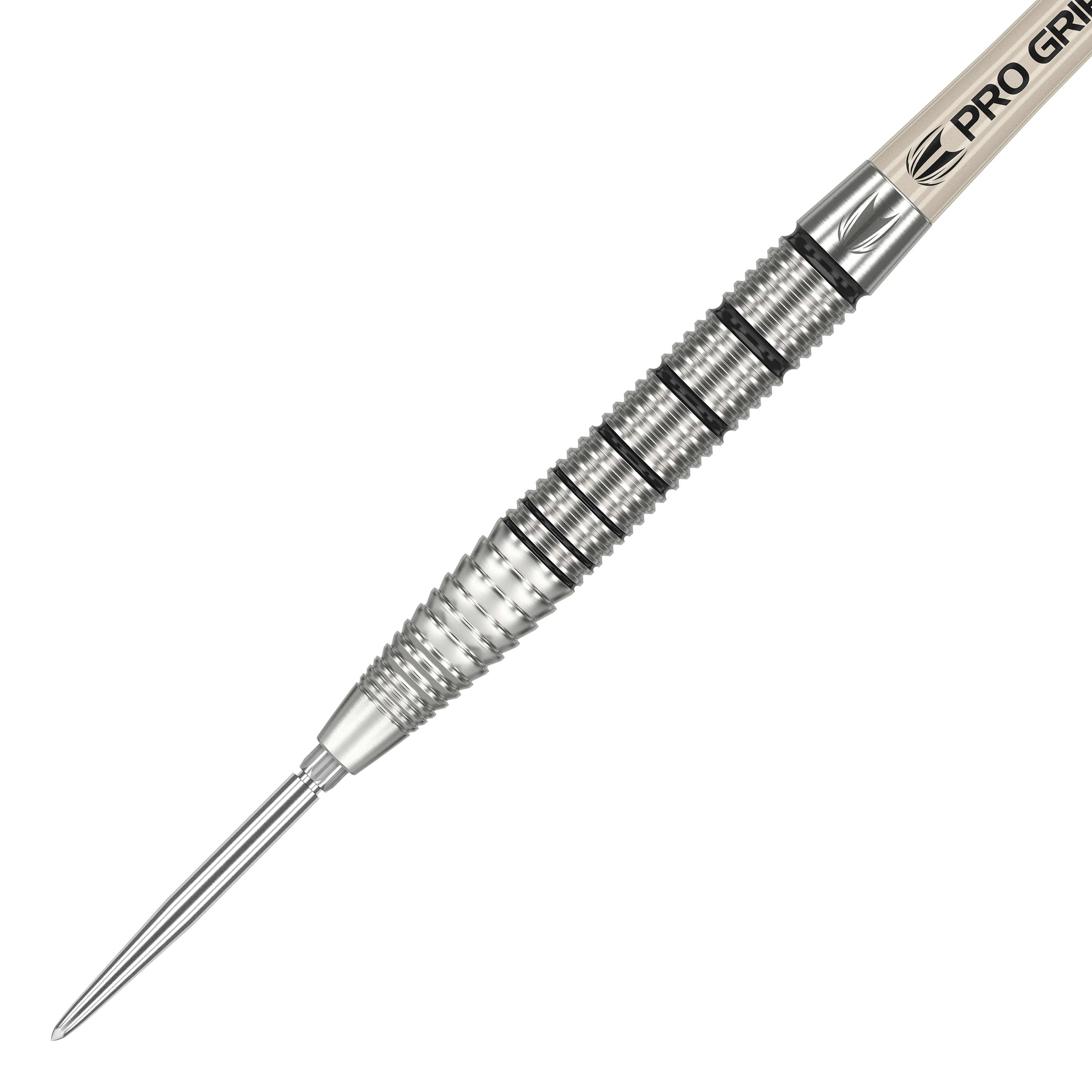 Target EXO SP02 Swiss Point stalen dartpijlen Das Bild zeigt einen Target EXO SP02 Swiss Point Steeldart. Der Dart ist silberfarben und hat eine fein gerillte Griffzone für besseren Halt.