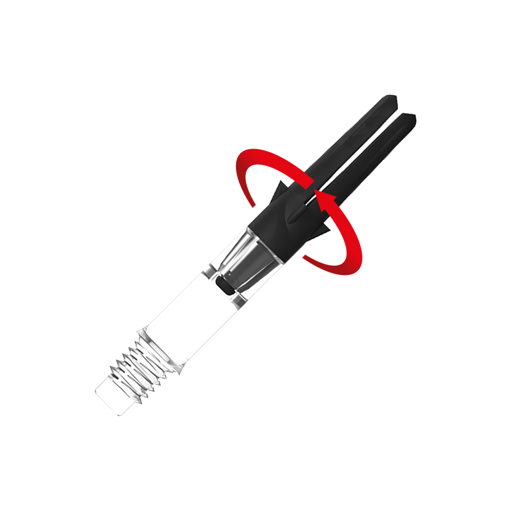 Zu sehen ist ein Produkt mit dem Namen L-Style L-Shaft Carbon Silent Straight Clear OhneKappen 32mm 2 Symbol. Es scheint ein Schaft für Dartpfeile zu sein.