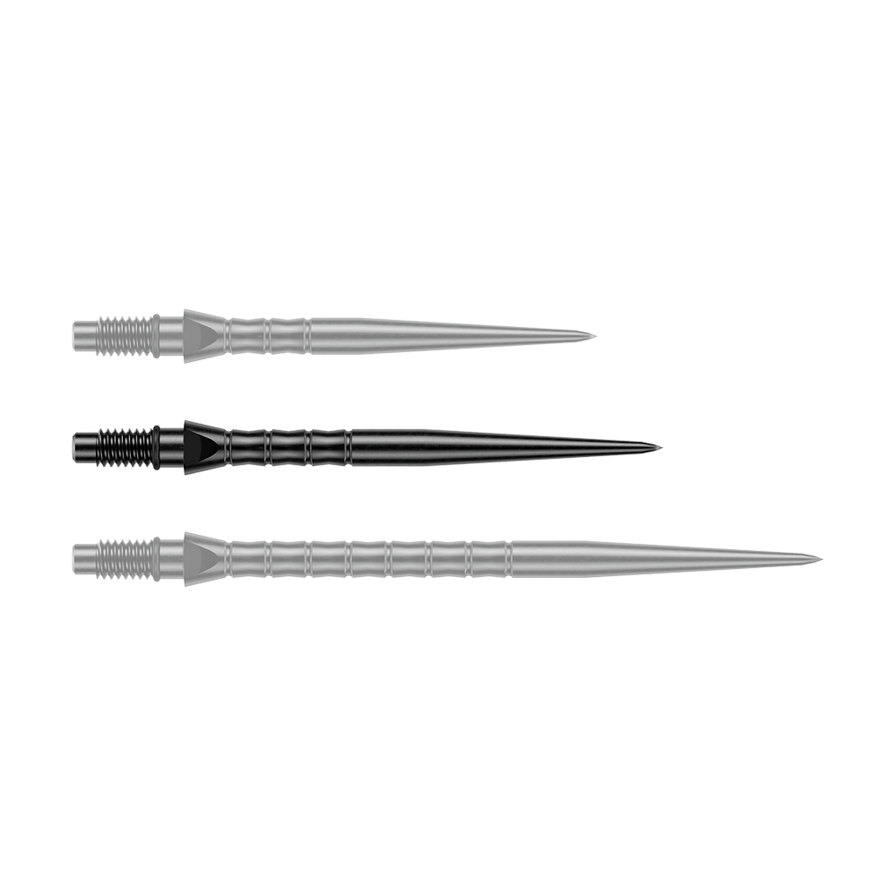 Winmau Switch Point Wave stalen dartpunten - zwart Dieses Bild zeigt Steeldartspitzen mit Wave-Struktur in Schwarz. Die Spitzen sind vermutlich 30 mm lang.