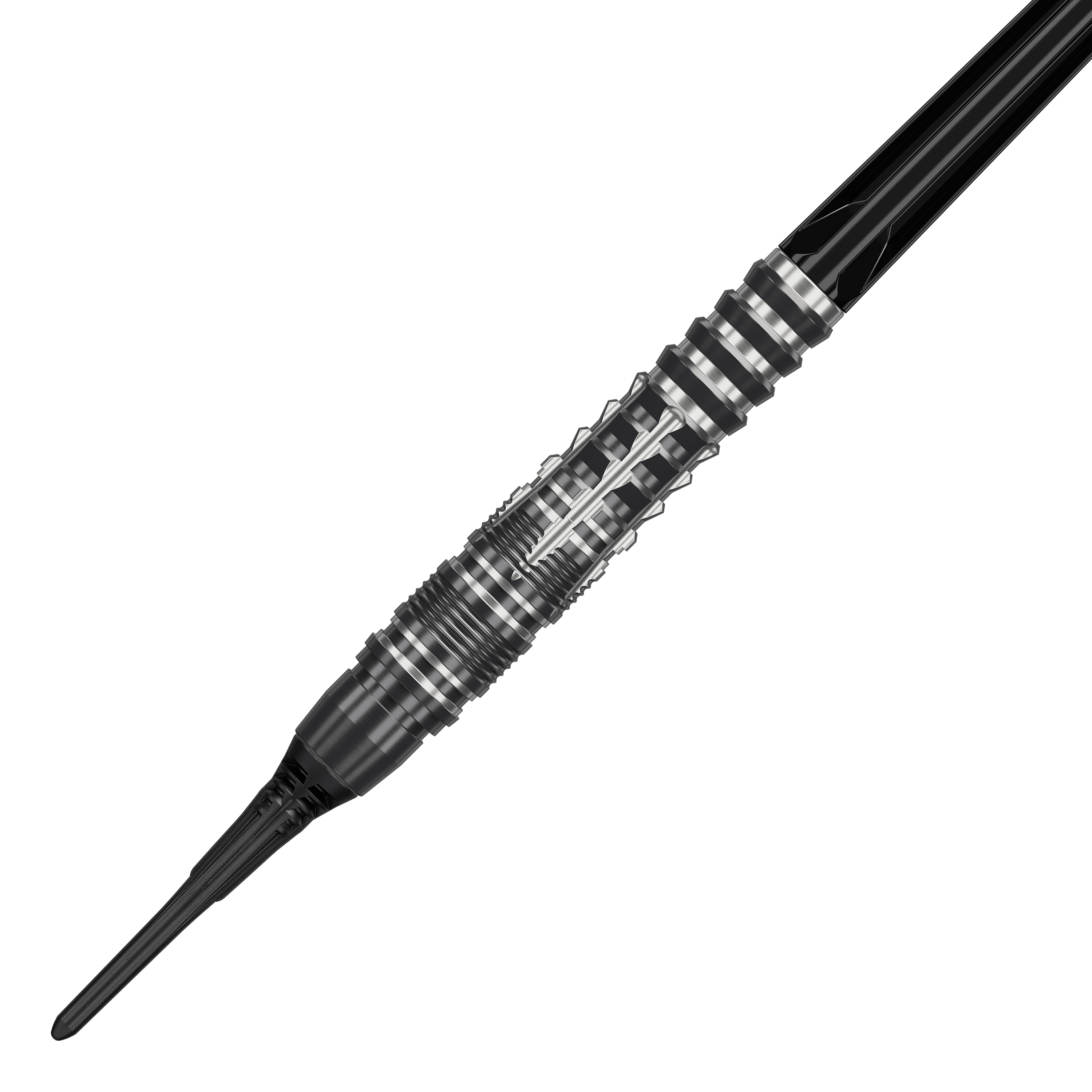 Target Black Marque Blaze Soft Darts - 18 g Das Bild zeigt die Target Black Marque Blaze Softdarts mit einem Gewicht von 18g. Hochwertige Softdarts für präzises Dartspiel.