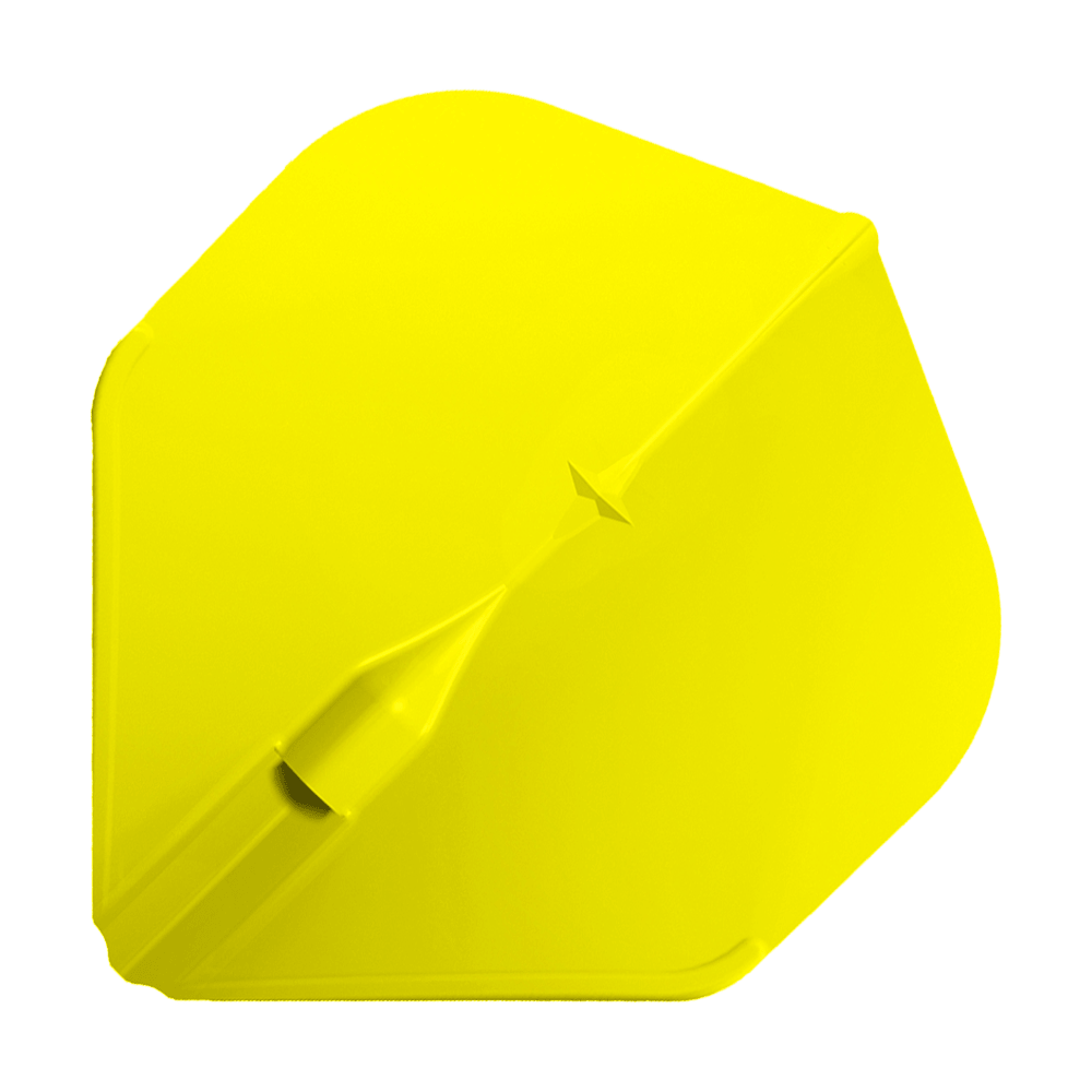 L-Style Champagne L1EZ Standaard Vluchten Das Bild zeigt ein gelbes, standardförmiges Dart-Flight der Marke „L-Style Champagne L1EZ“. Das Flight hat eine glatte Oberfläche und eine breite, stabile Form.