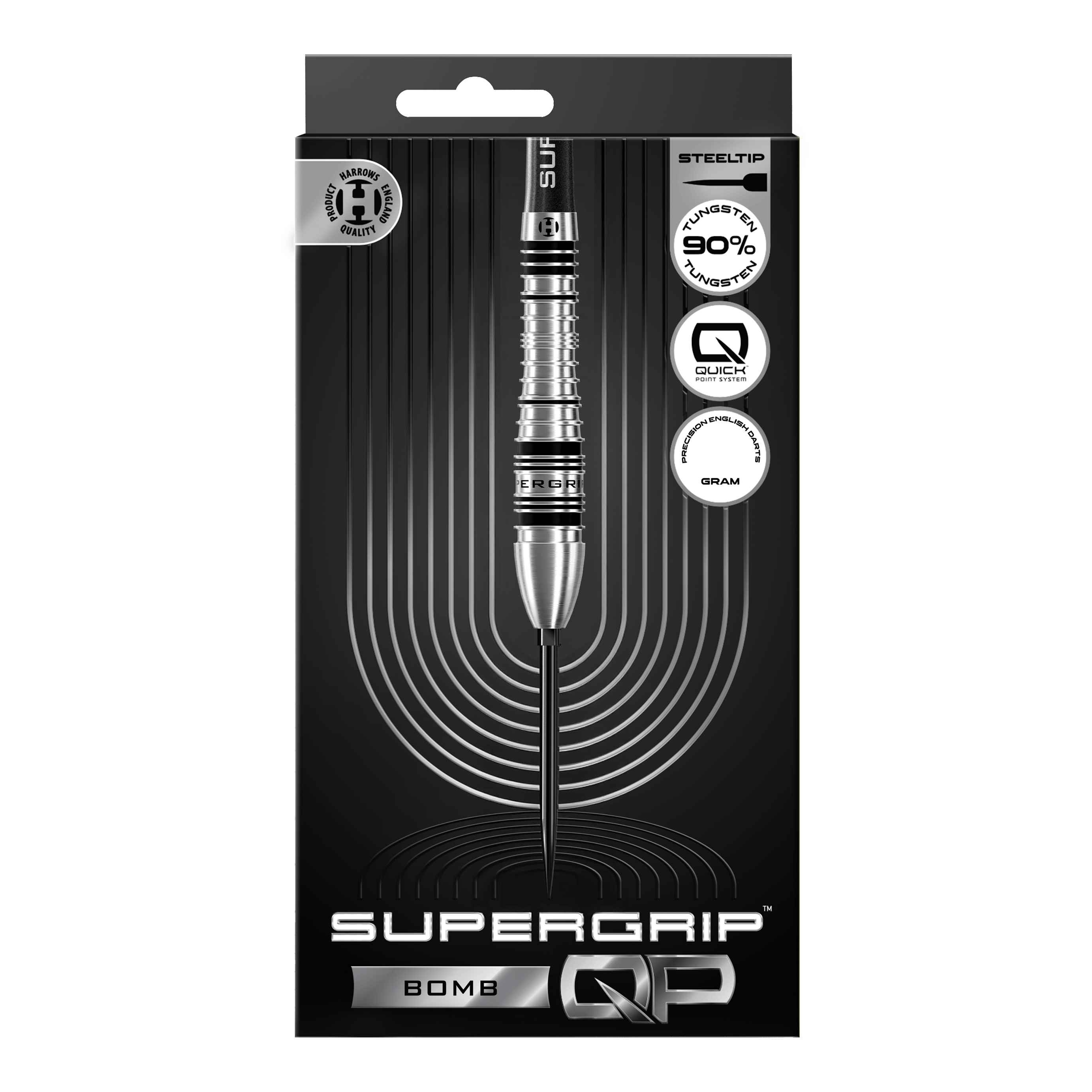 Harrows Supergrip Bomb Quick Point stalen dartpijlen Gezeigt werden die Harrows Supergrip Bomb Quick Point Steeldarts. Das Produkt bietet hohe Kontrolle und Stabilität beim Wurf.