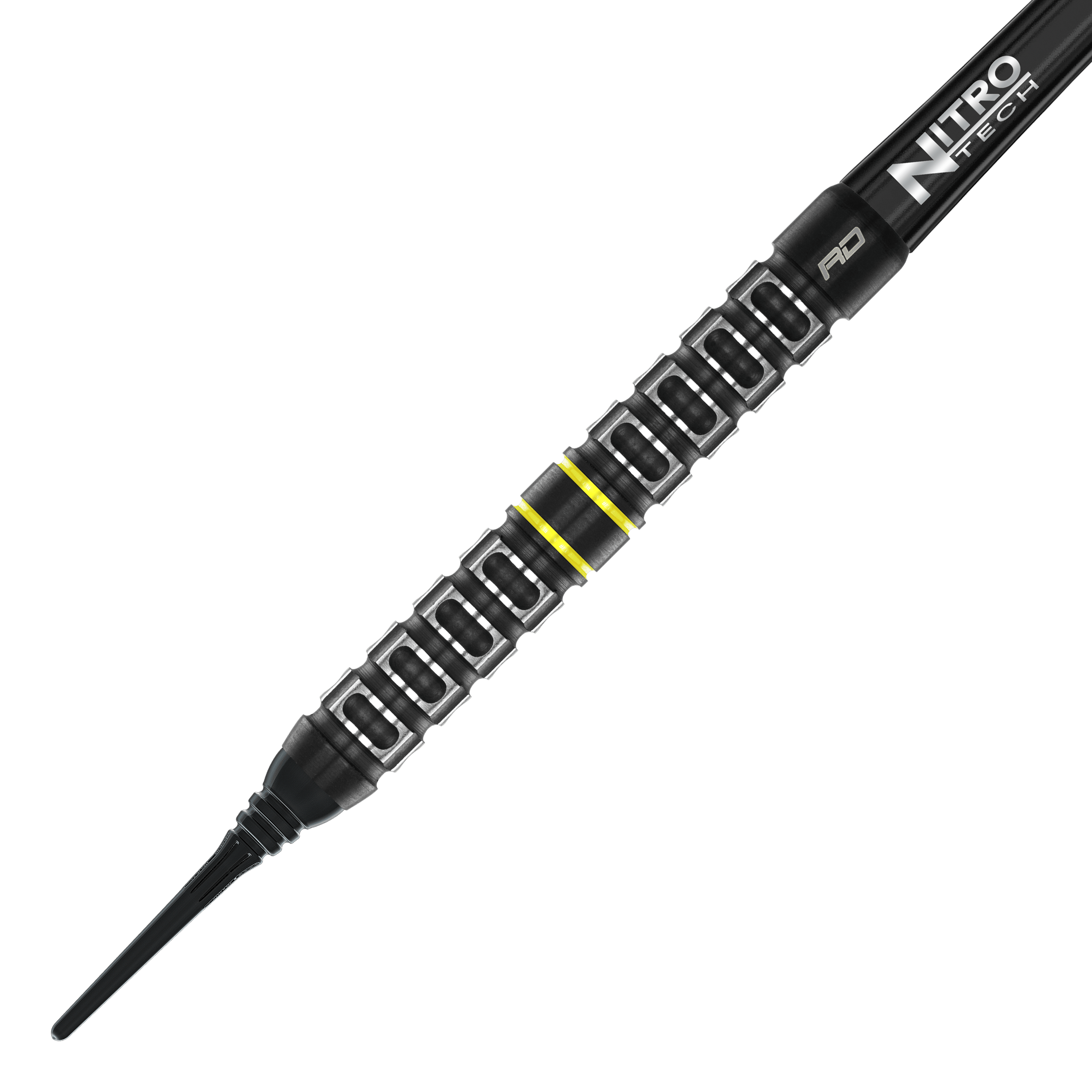 Red Dragon Astraeus Q4X Parallelle Softdarts - 20g Dies ist ein Red Dragon Astraeus Q4X Parallel Softdart mit einem Gewicht von 20g. Der Dart hat ein schwarzes Design mit gelben Akzenten und einer markanten Griffstruktur.
