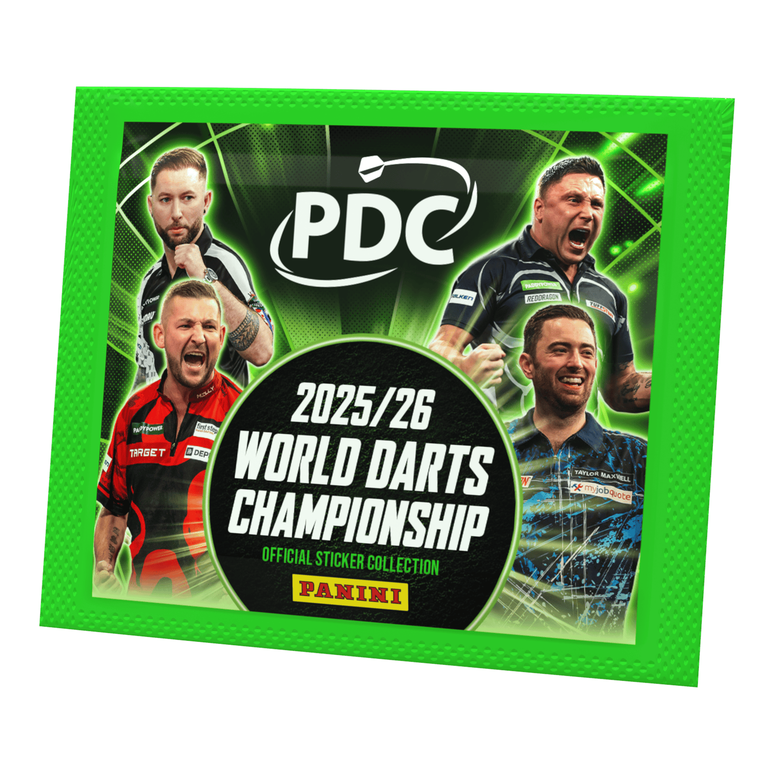 Panini PDC World Darts Championship 2025/26 - Stickerpakket Panini PDC World Darts Championship 2025/26 - Sticker Pack. Die Packung enthält Sticker für das Sammelalbum der Darts-Weltmeisterschaft.