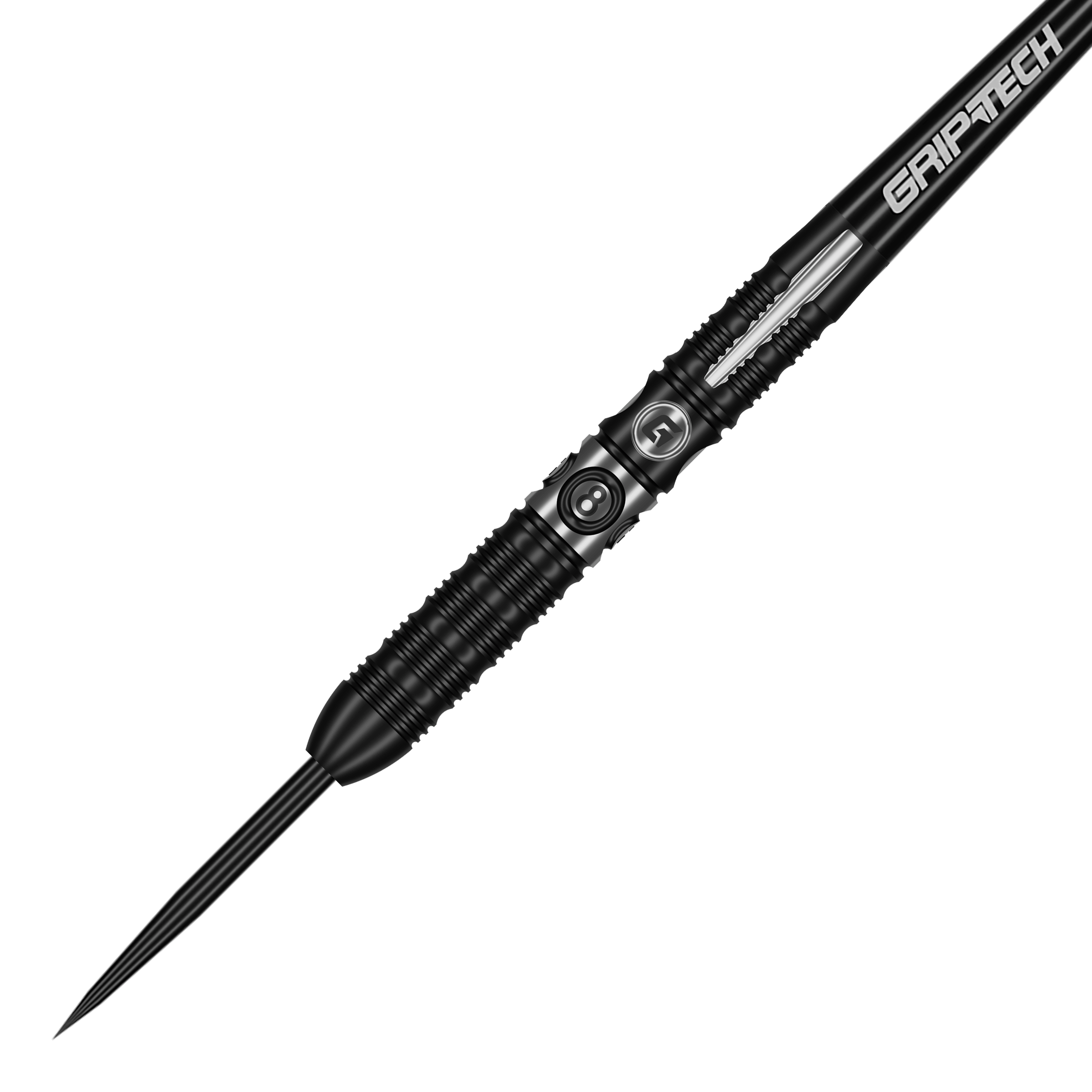 GOAT 8-Ball stalen dartpijlen Die GOAT 8Ball Steeldarts sind auf diesem Produktbild zu sehen. Das Bild zeigt das Design und die Verarbeitung der Steeldarts.