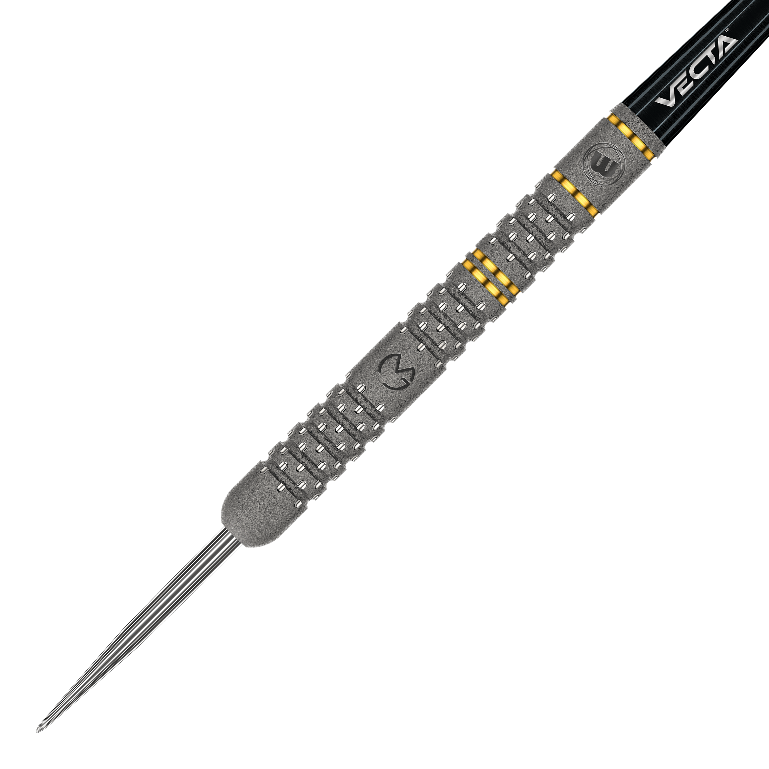 Winmau Michael Van Gerwen Evo-X stalen dartpijlen Dies ist ein Winmau Michael Van Gerwen Evo-X Steeldart. Der Dartpfeil hat ein silbernes Barrel mit gelben Akzenten und einer schwarzen Spitze.