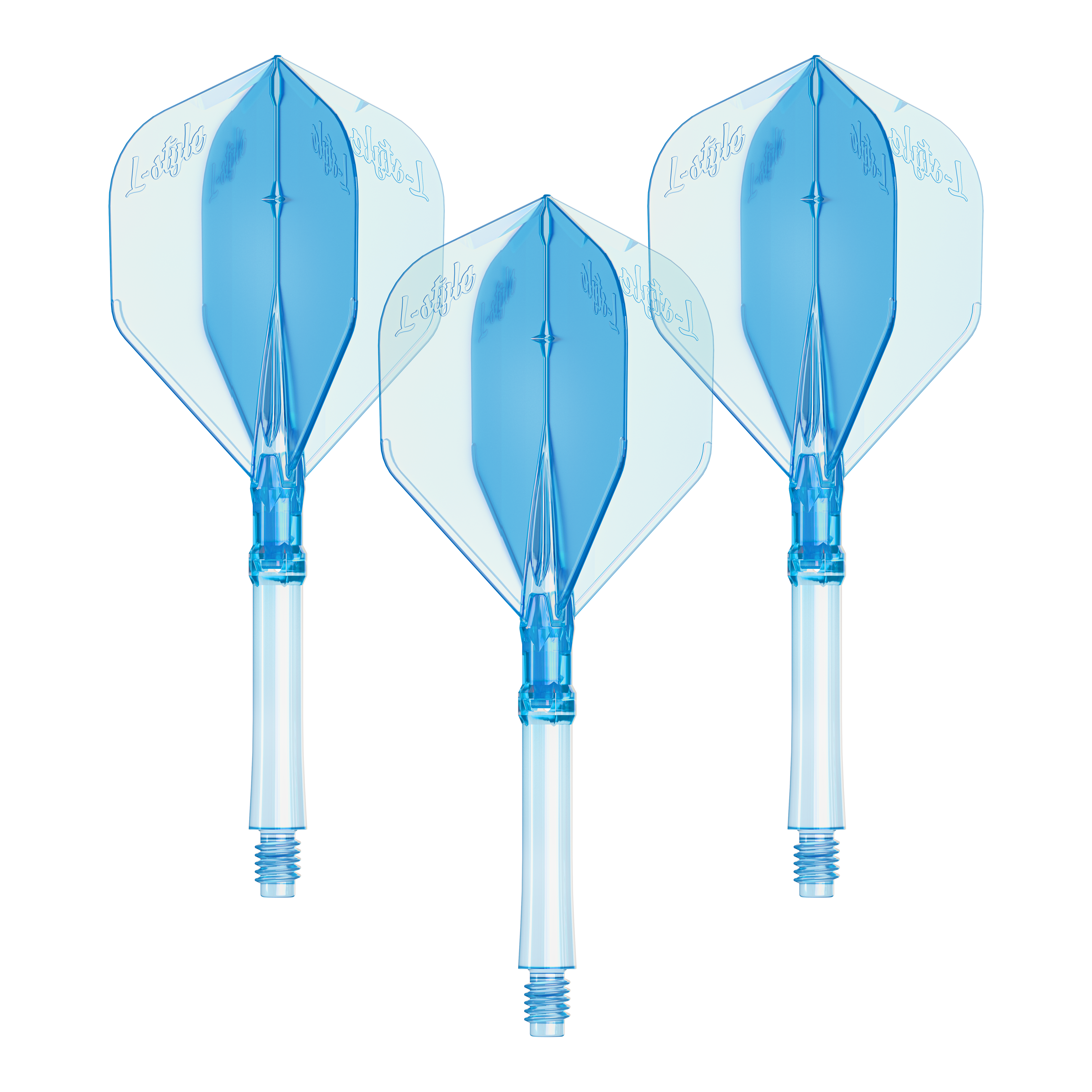 L-Style L-systeem L1-flappen - Helderblauw Dargestellt ist ein Set L-Style L-System Flights in klarblau, in der großen Größe 330. Das Produkt ist ein Zubehörteil für Dartpfeile.