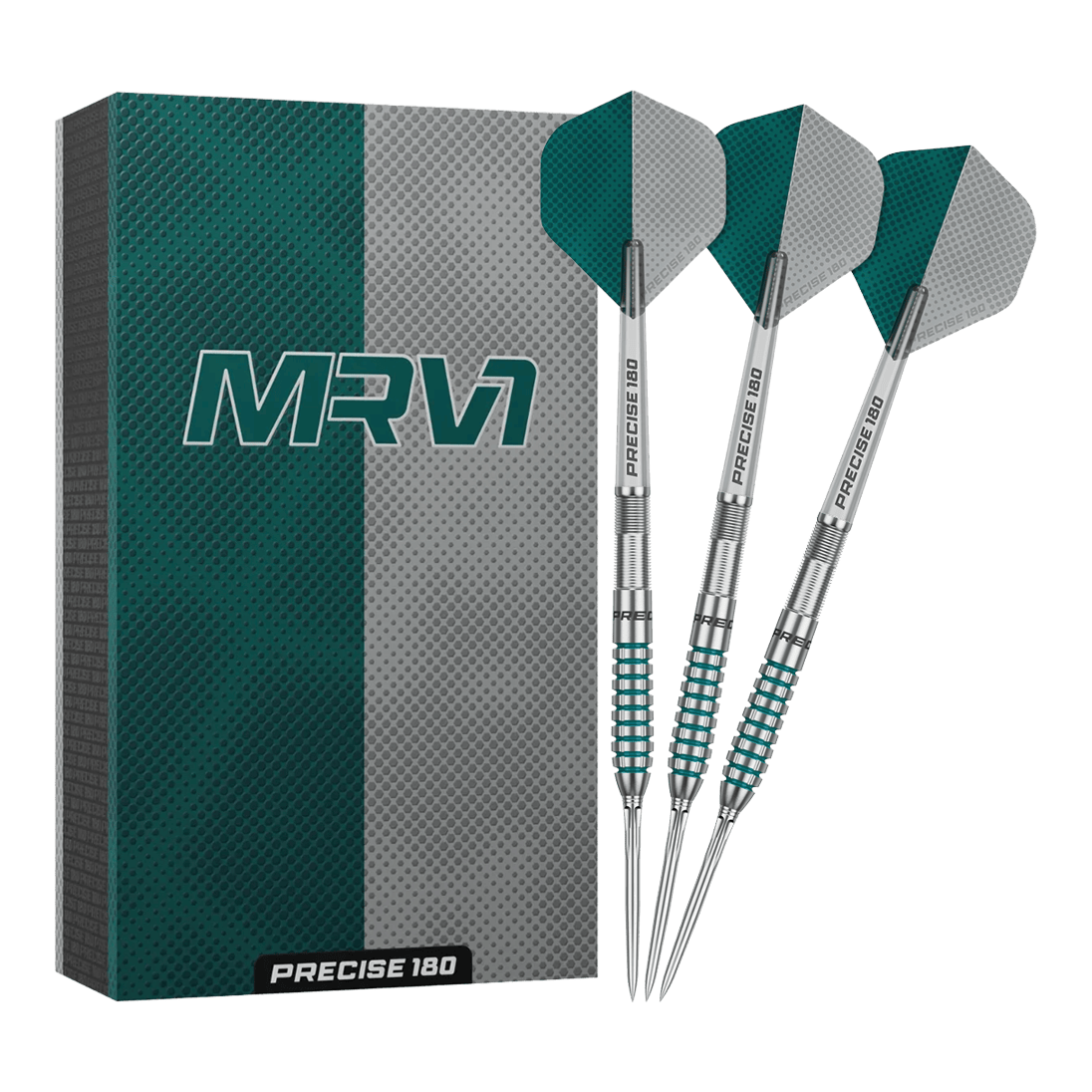 Precise 180 MRV1 Steeldarts Hier sieht man die Precise 180 MRV1 Steeldarts - 23g in voller Länge. Sie sind ideal für genaue Würfe im Dartspiel.