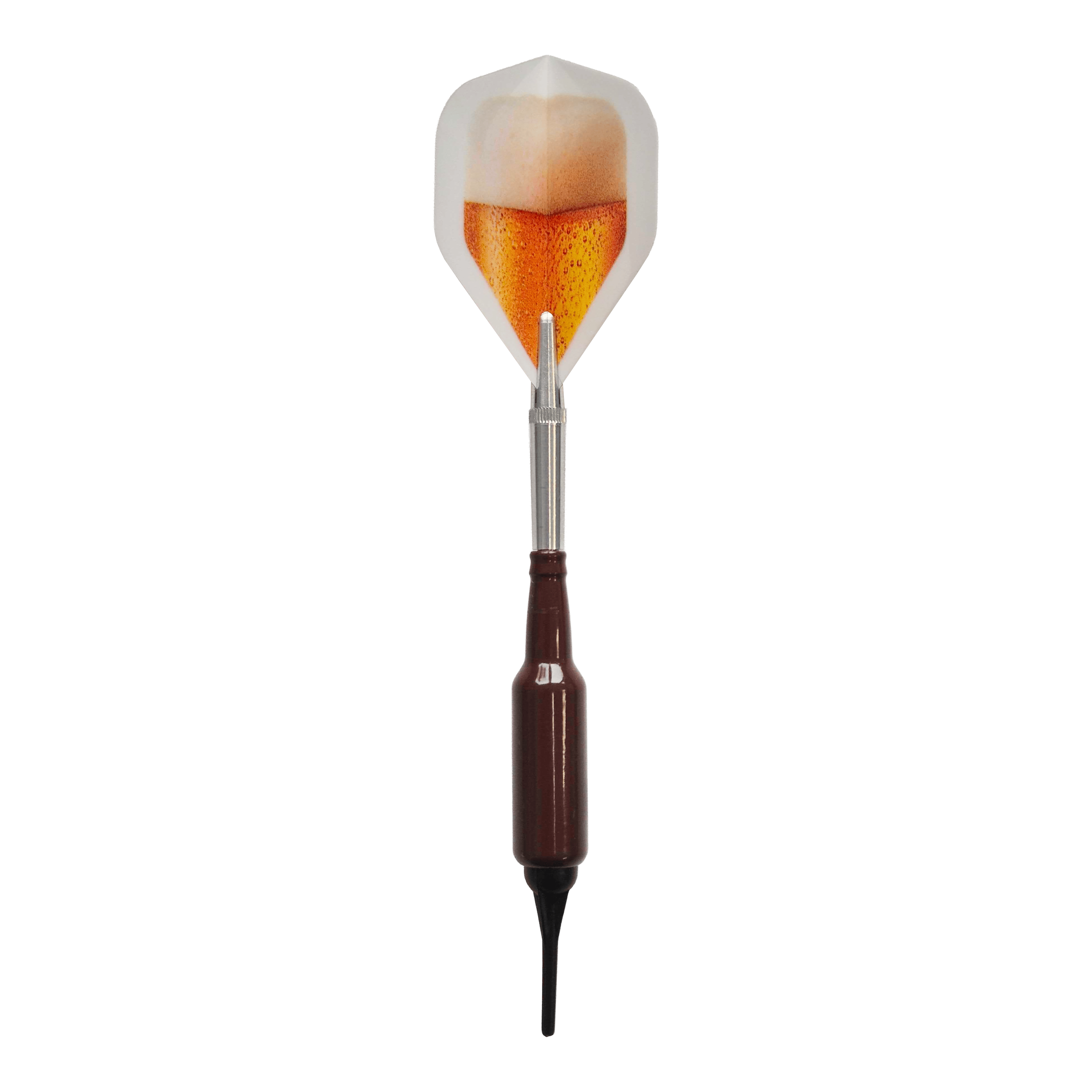 Gezeigt werden die McDart Prost Bierflaschen Softdarts mit 100 Softdartspitzen, 16,5 g. Die Softdarts kombinieren Spaß und Funktion für Dartliebhaber.